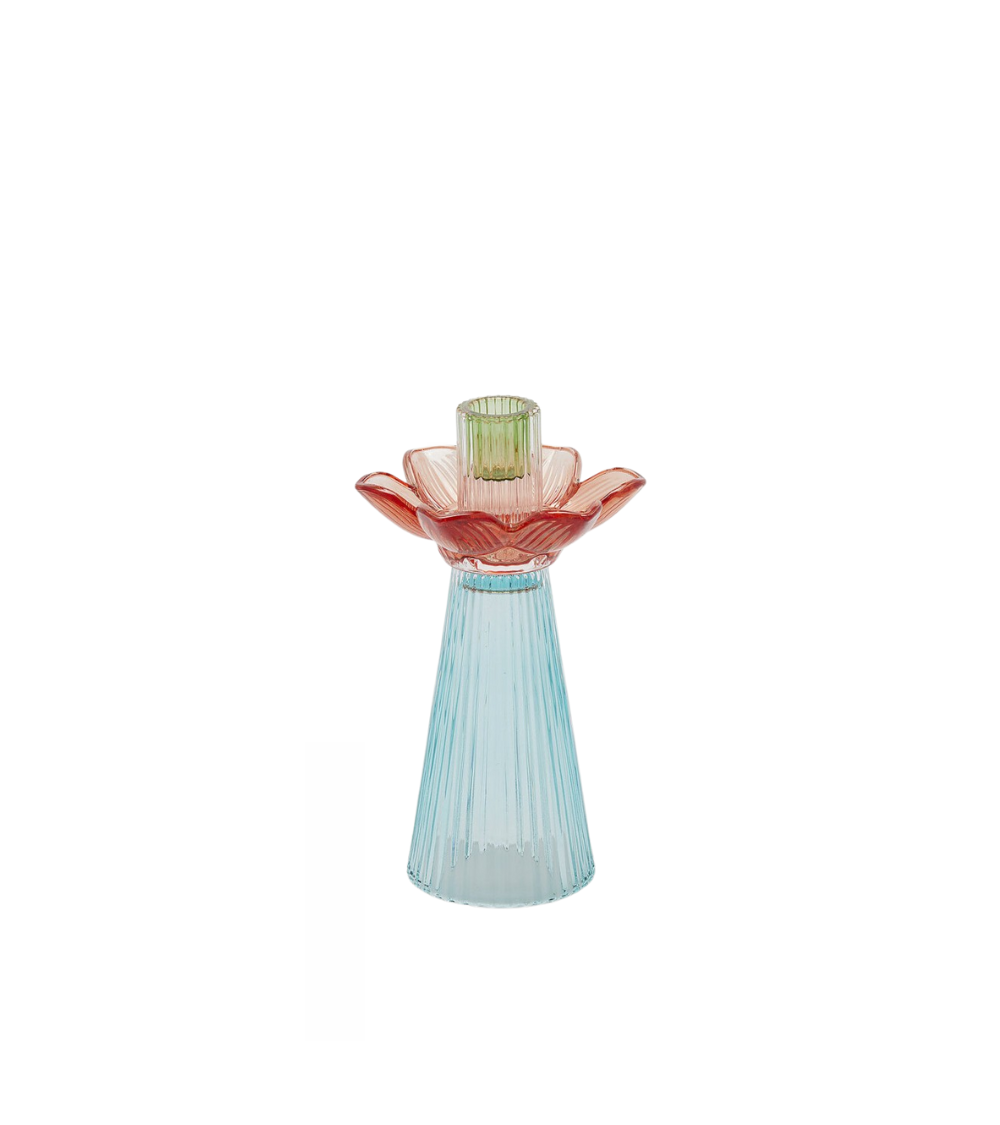 Blumen Kerzenhalter Blau-Rot Large