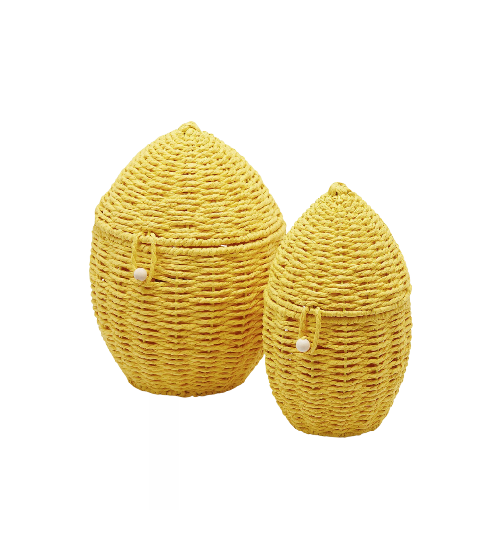 Geflochtene Eierkörbe Gelb, 2er-Set