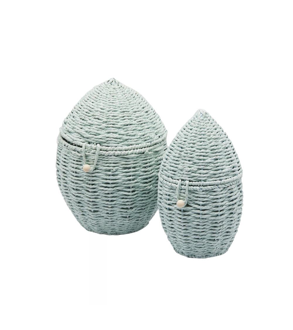 Geflochtene Eierkörbe Hellblau – 2er-Set