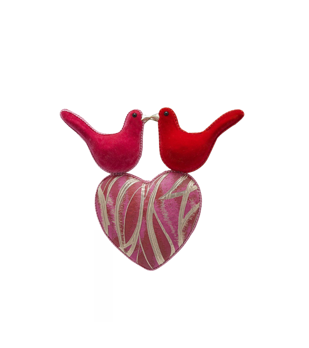 Herz mit Tauben zum Aufhängen | Samtoptik