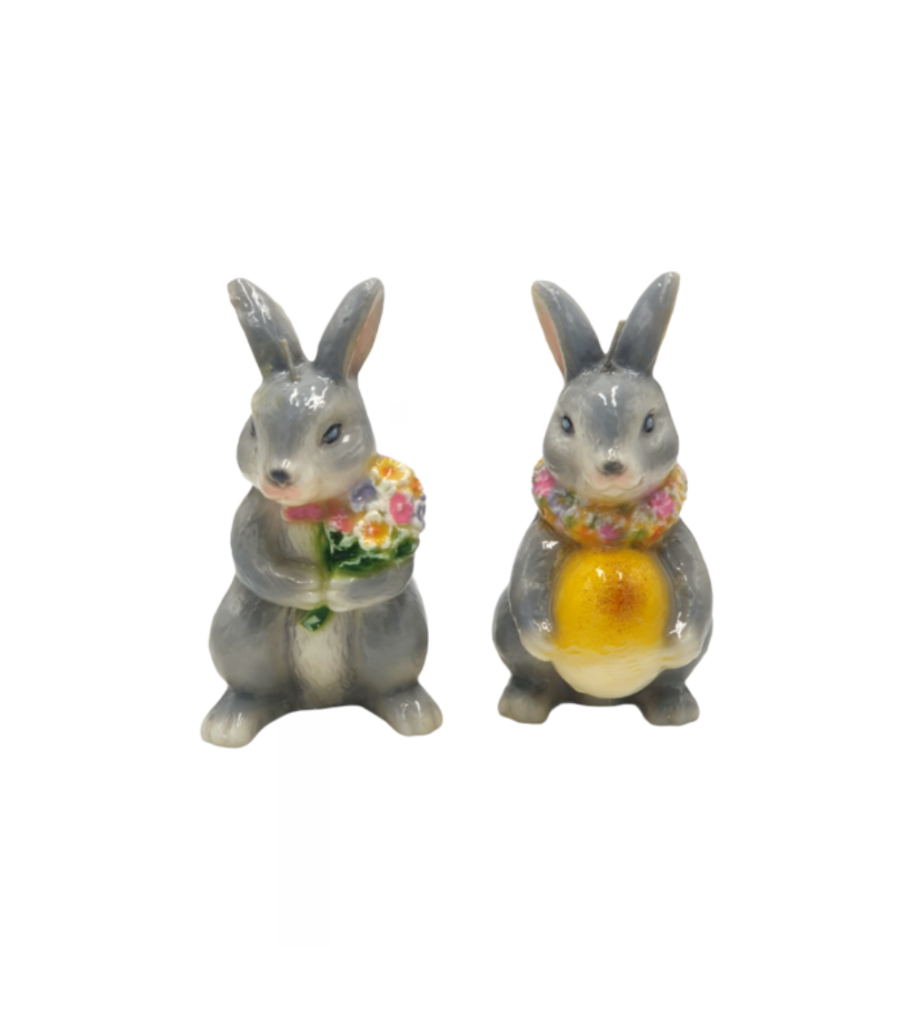 Rabbit couple candle, set of 2