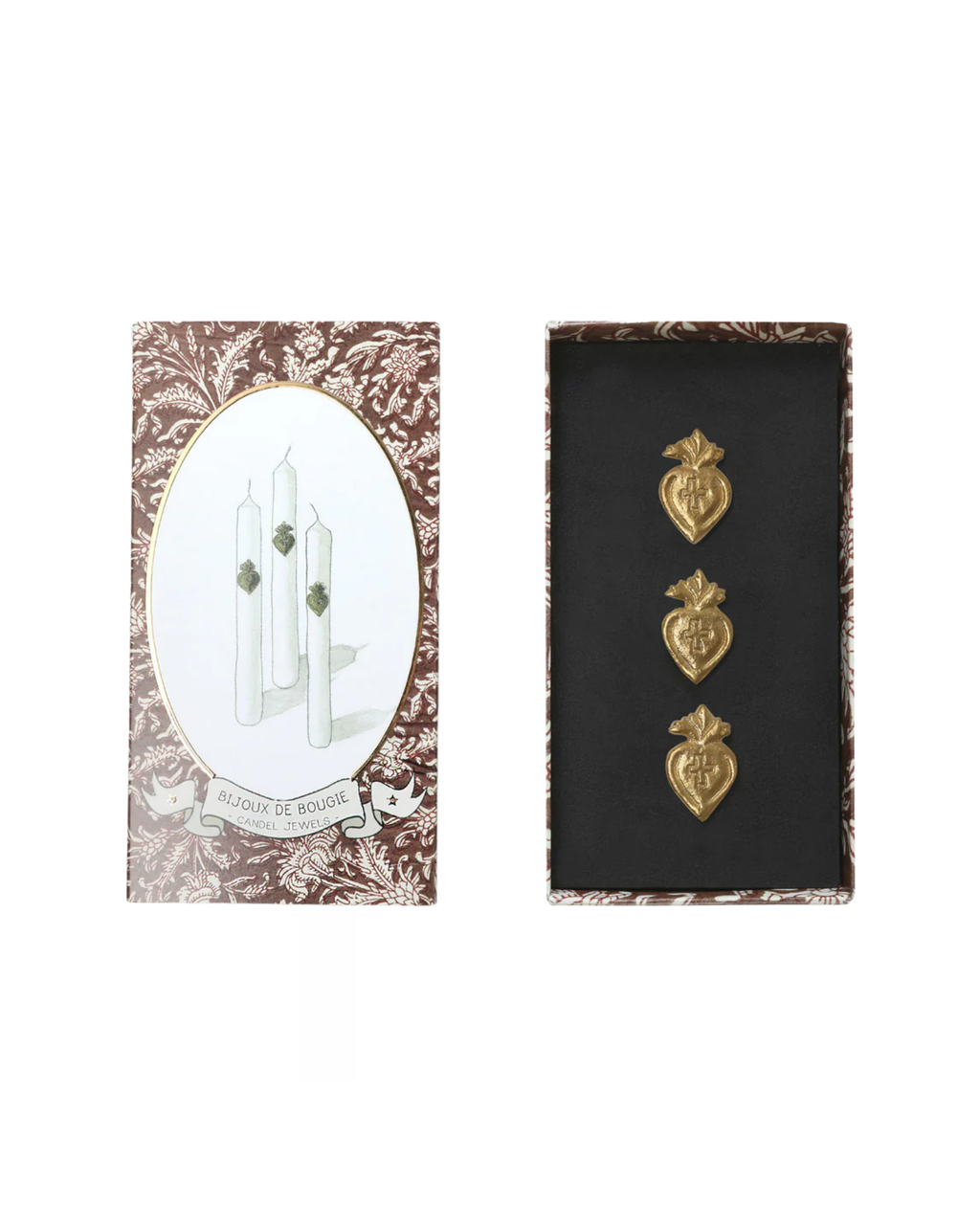 Kerzenpin Herz Gold, 3er Set