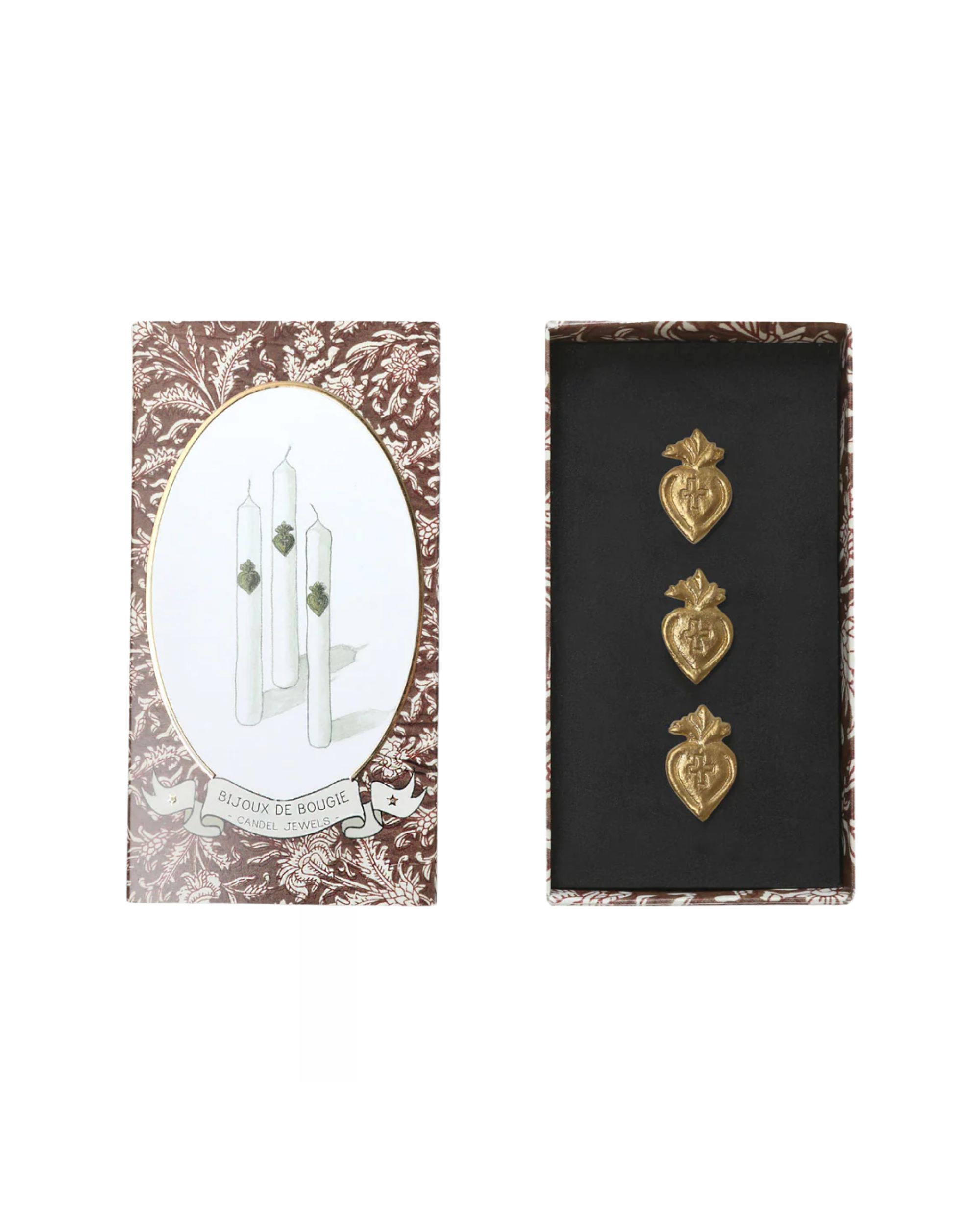 Kerzenpin Herz Gold, 3er Set