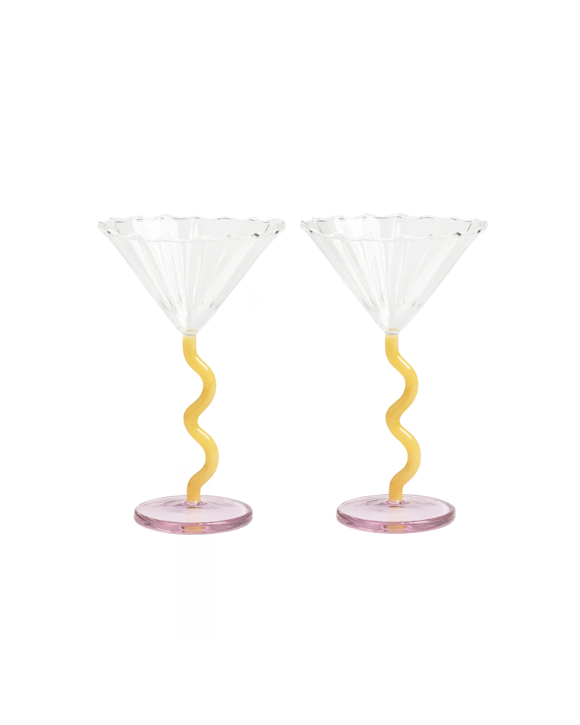 Champagnerglas Gelb-Rosa, 2er-Set