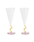 Champagne glass, yellow and pink, set of 2