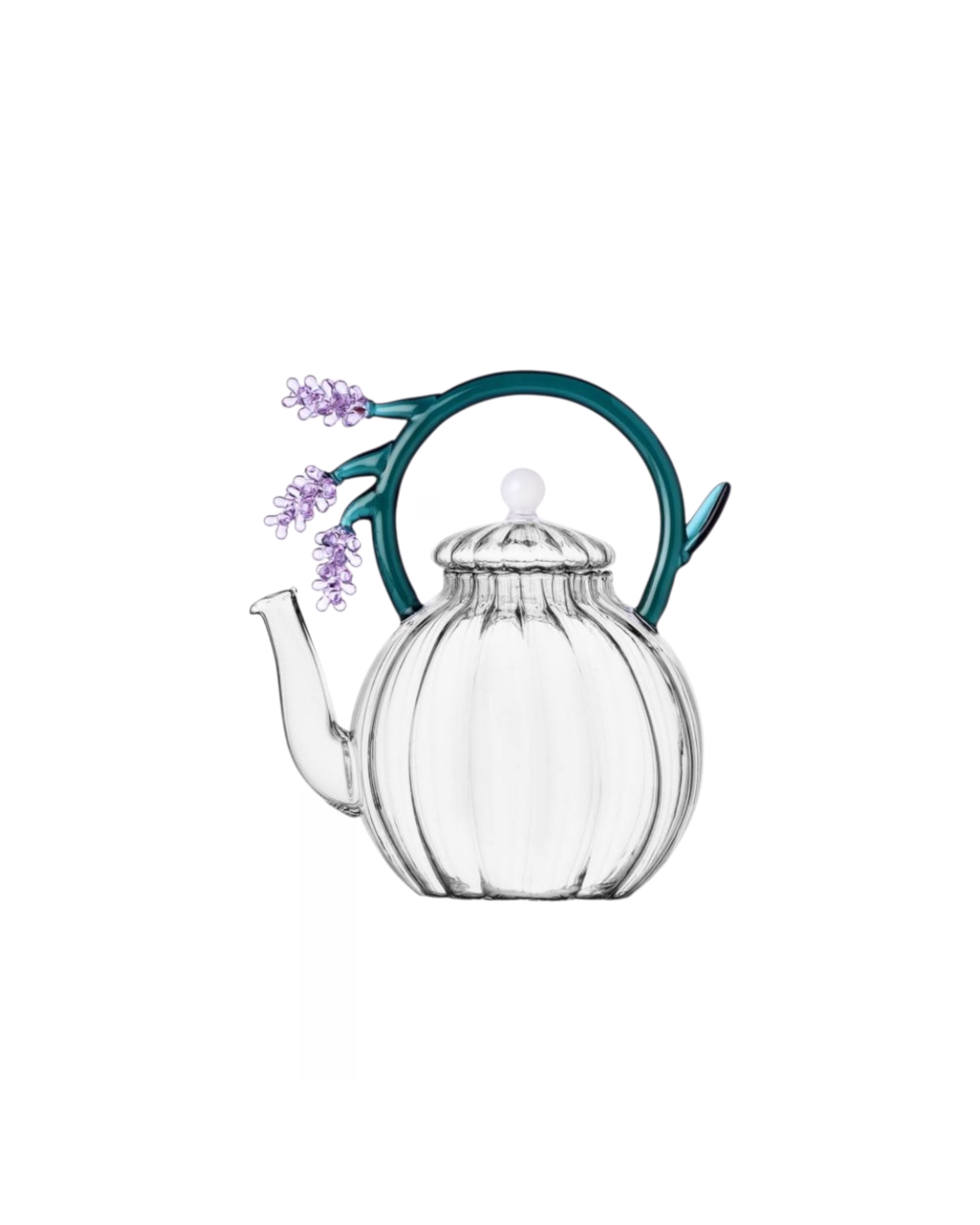 Handgefertigte Borosilikat Teekanne Lavendel Lila-Petrol