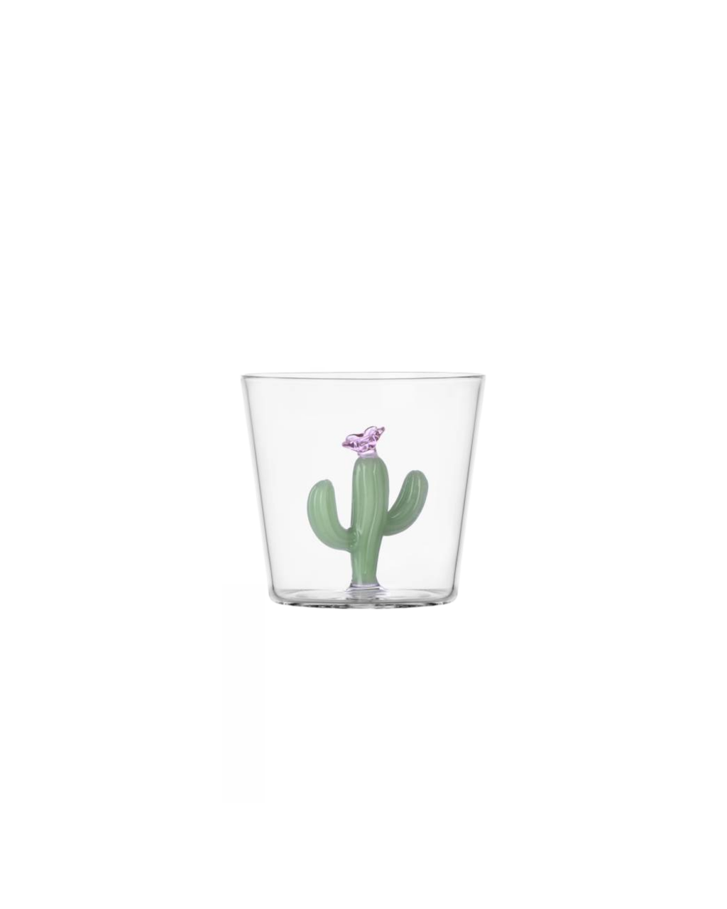 Handgefertigtes Borosilikat Glas Kaktus Grün-Rosa