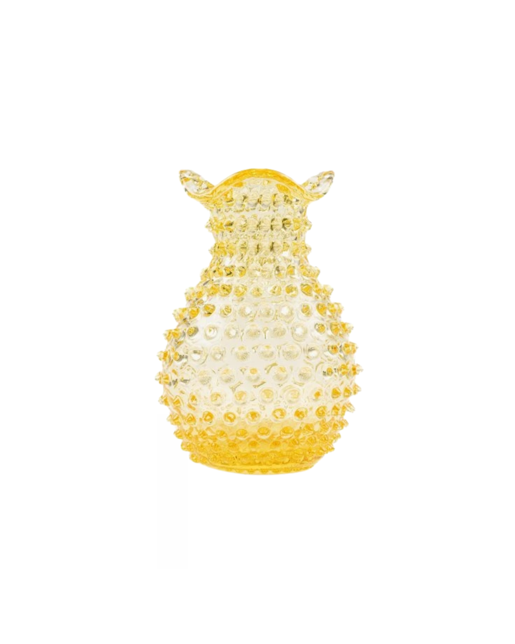 Mundgeblasene Anna von Lipa Blonde Vase in der gelben Trendfarbe Citron mit markantem Hobnail-Noppenmuster.