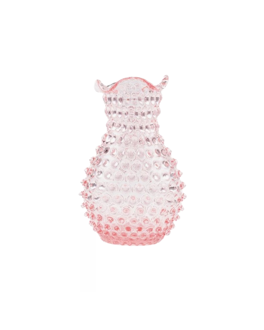 Anna von Lipa Blonde Vase Rosa mit Hobnail-Struktur und Lichtreflexionen.