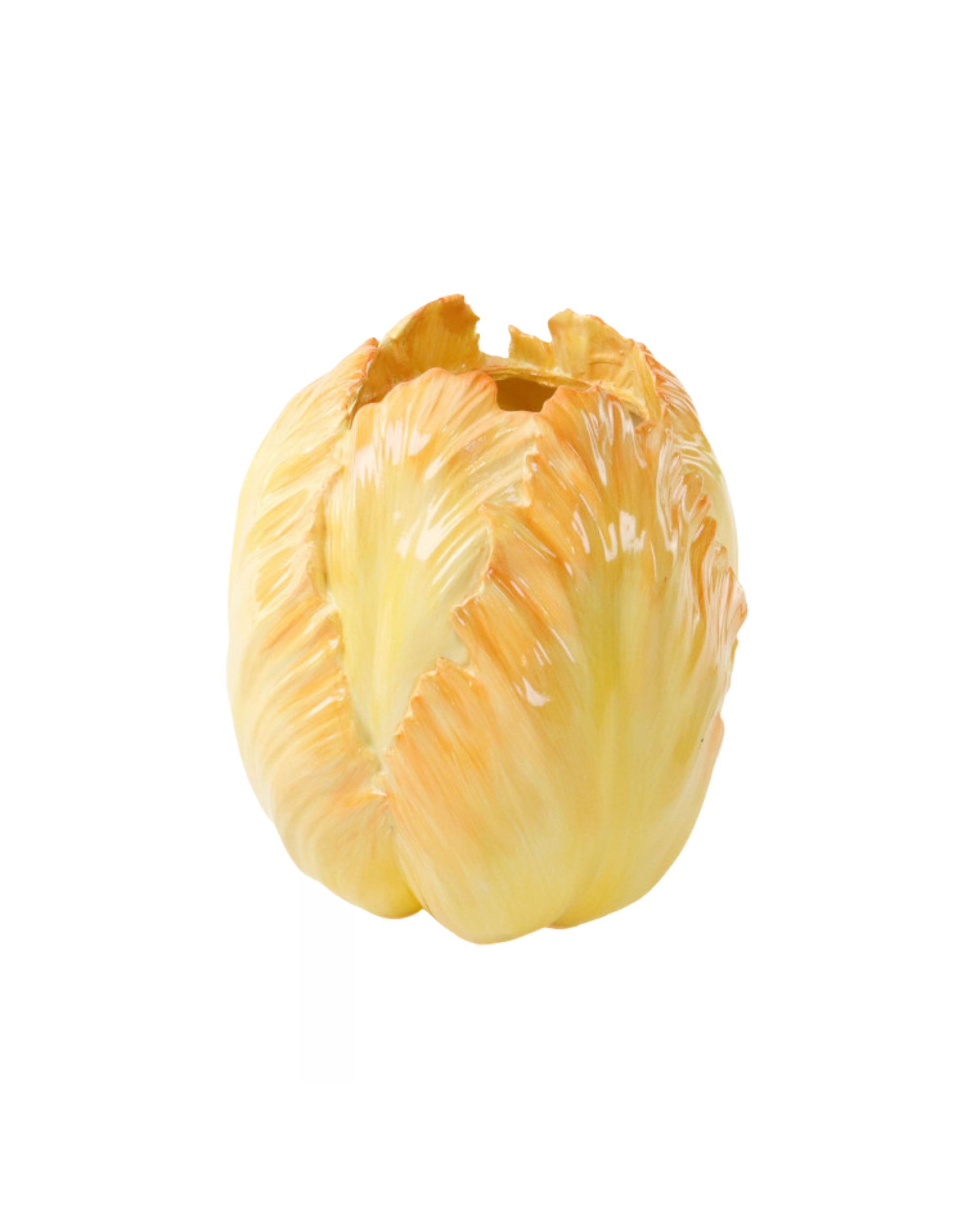 Keramik Vase Papageien Tulpe Gelb-Orange