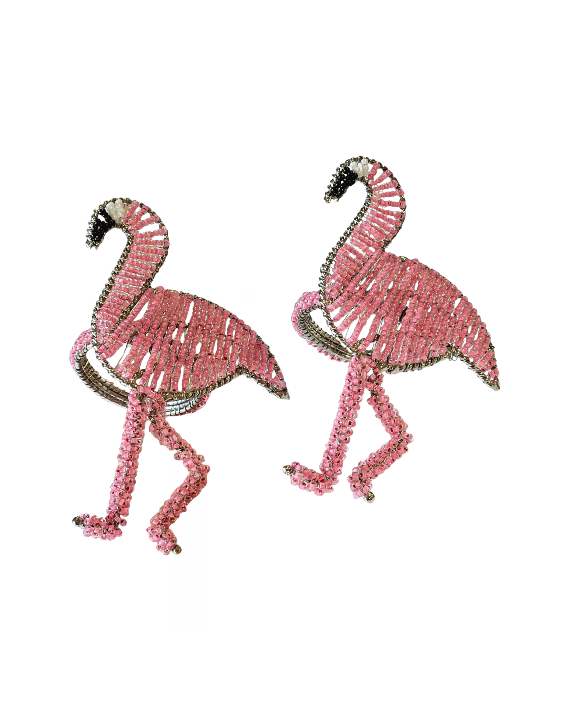 Handgefertigte Perlen Serviettenringe Flamingo, 2er-Set