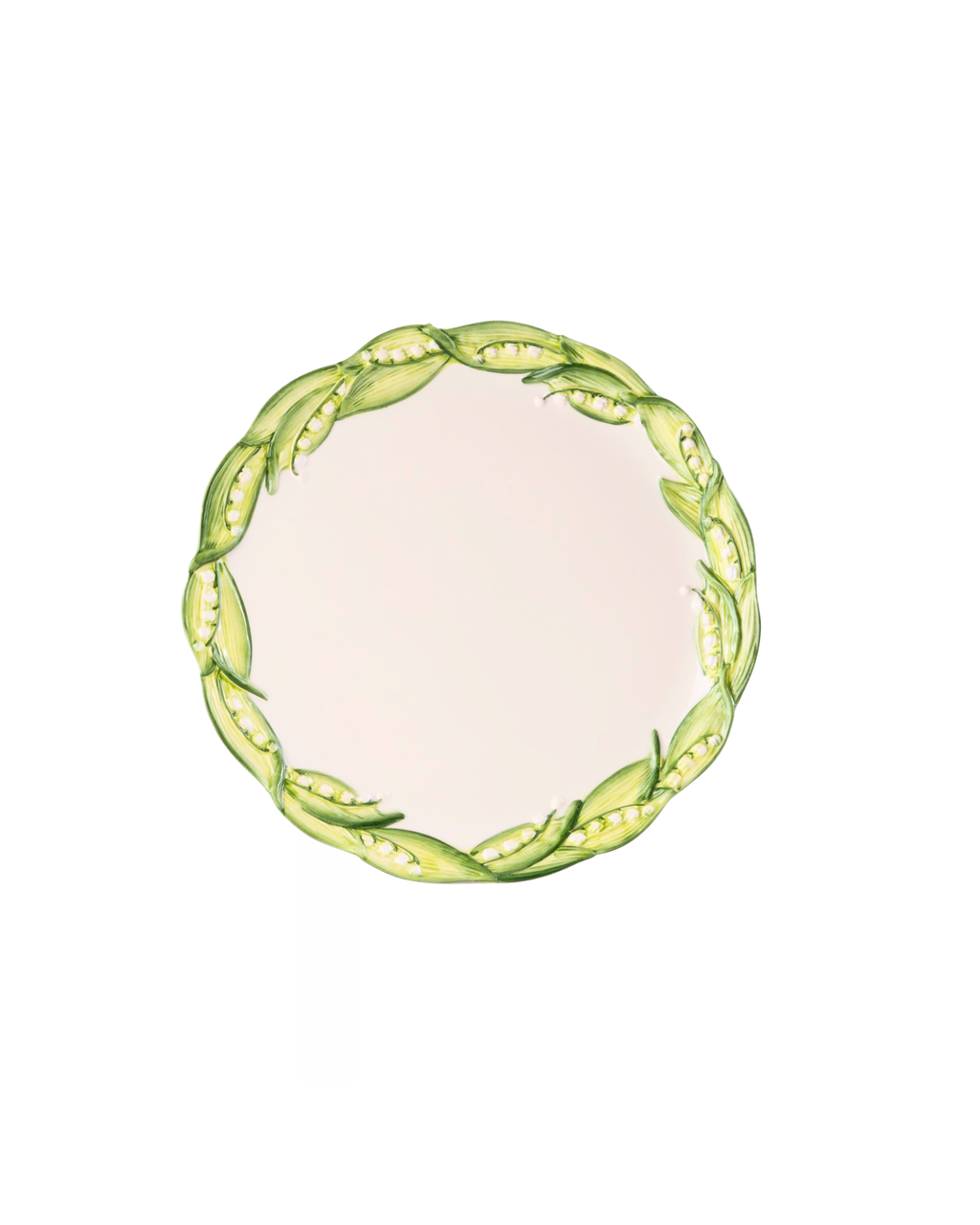 Hand-painted ceramic charger plate, lily of the valley