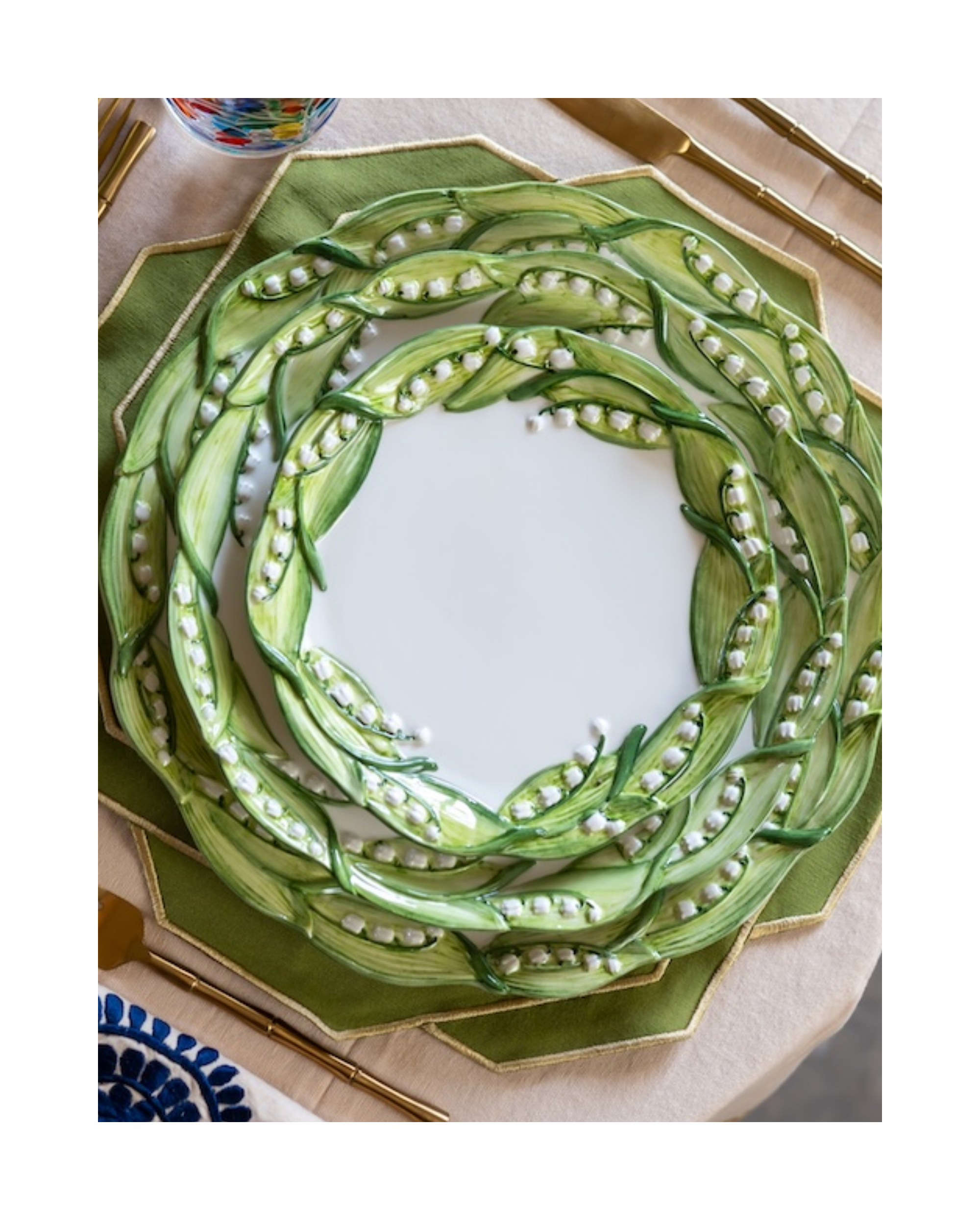 Handbemalter Keramik Dessertteller Maiglöckchen