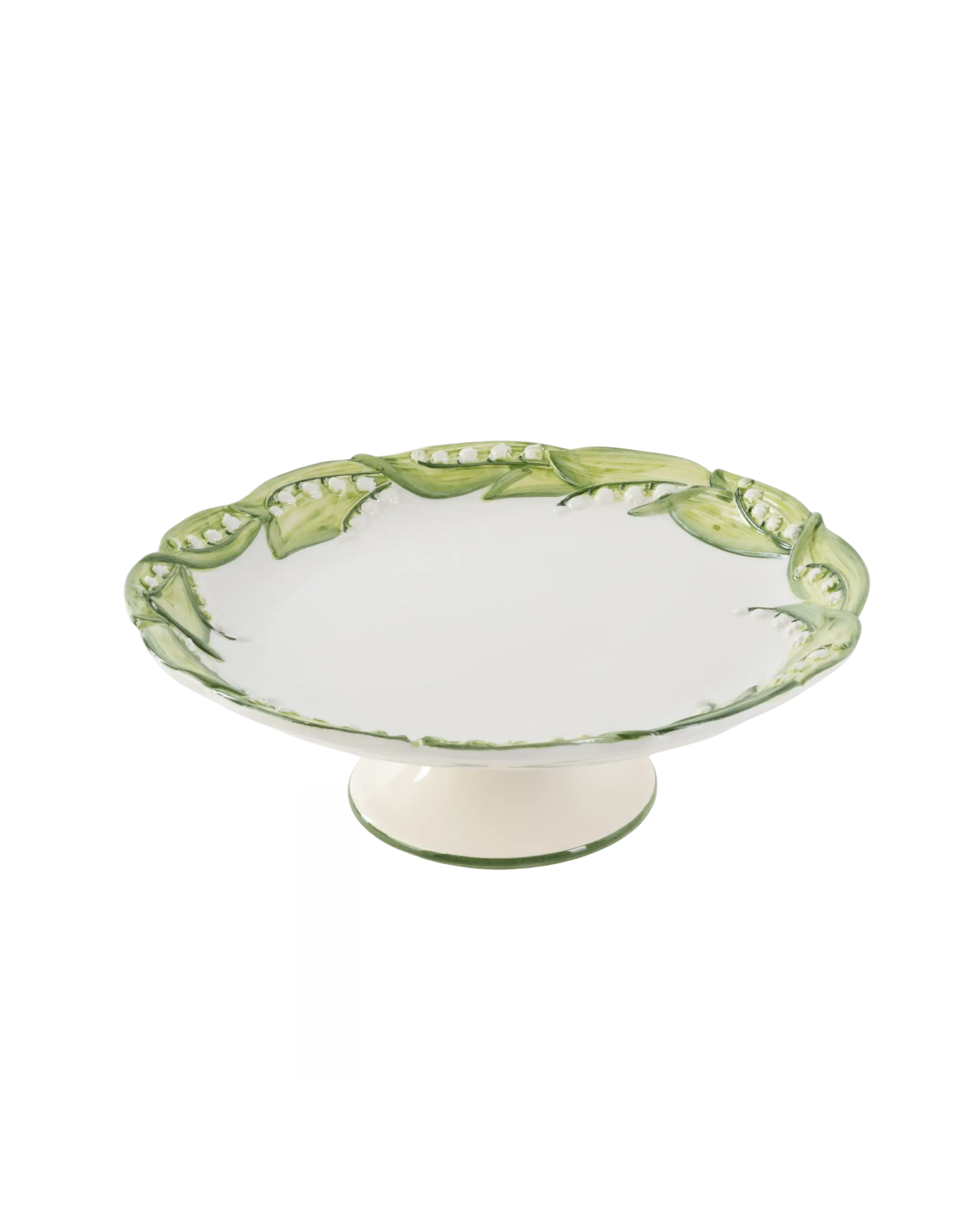 Handbemalte Keramik Kuchenplatte Maiglöckchen