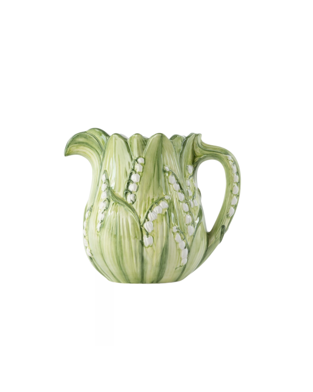 Hand-painted ceramic jug, lily of the valley