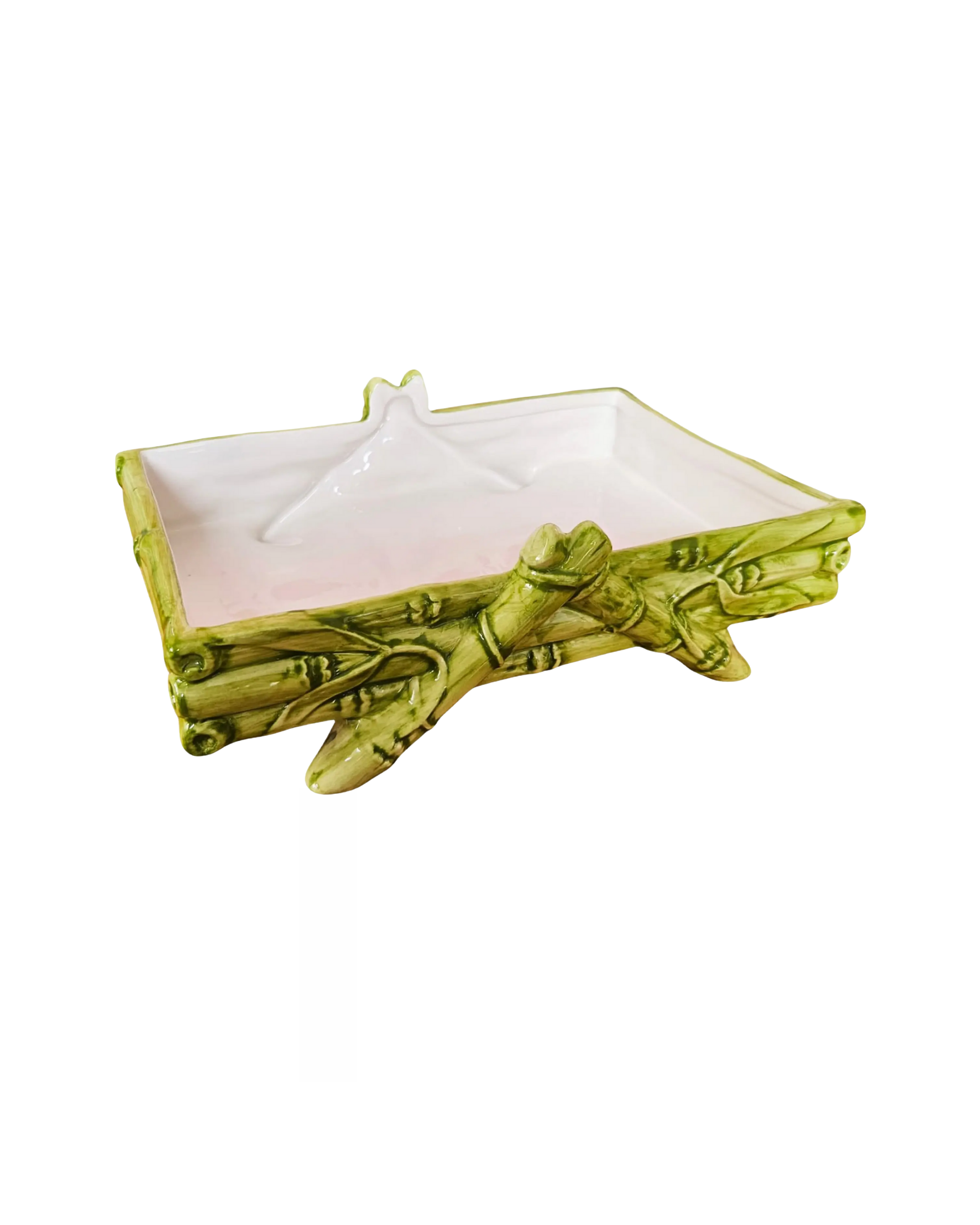 Keramik Bambus Tablett Grün/Weiß