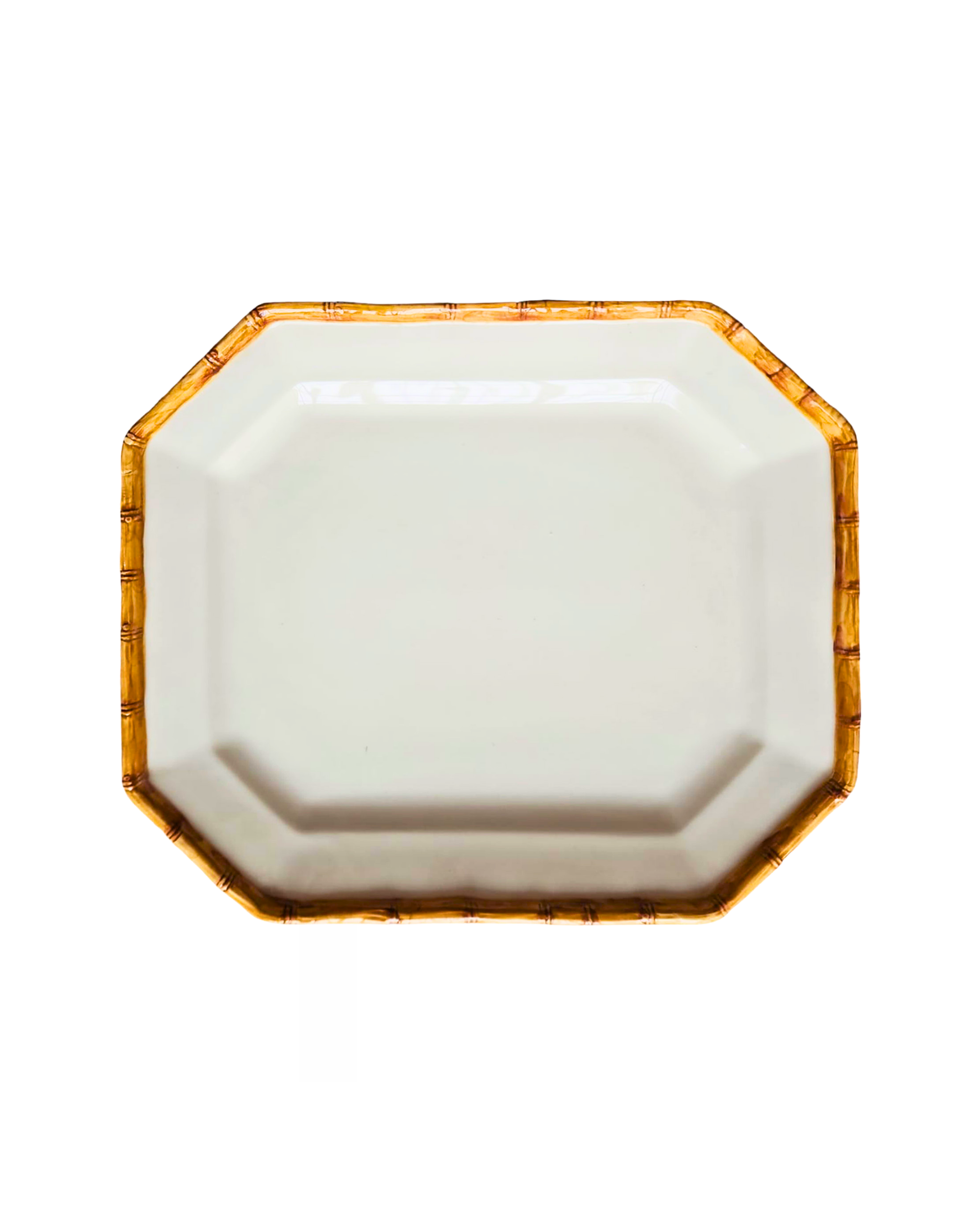 Handbemaltes Keramik Tablett Bambus Braun