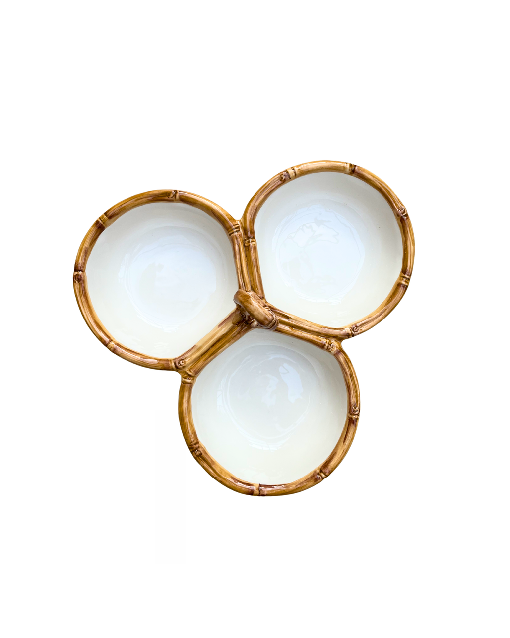 Handmade ceramic tapas bowls in bamboo, set of 3