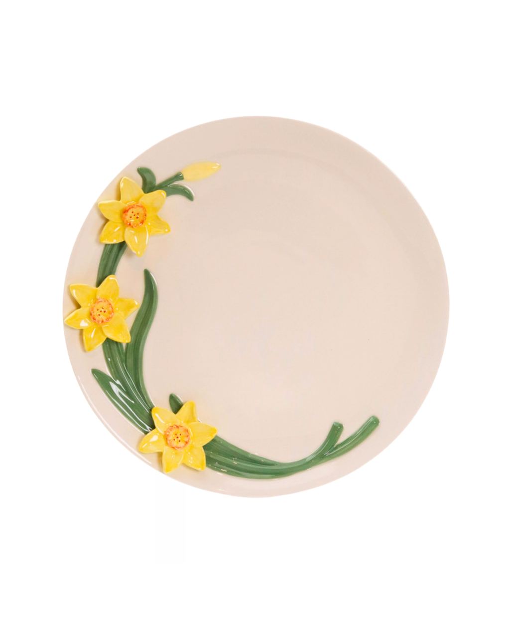 Ceramic serving plate daffodil yellow-green