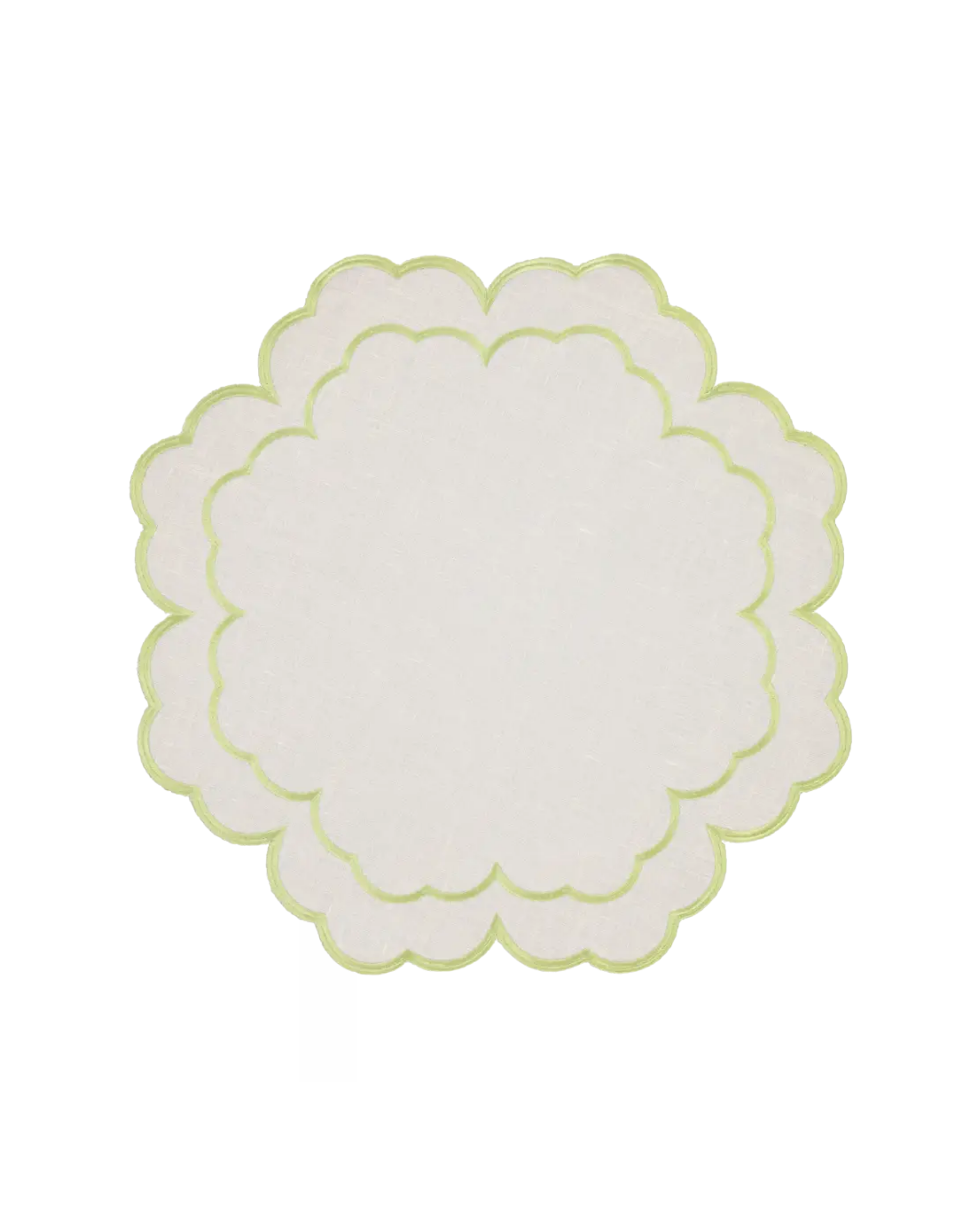 Tischset mit hellgrünem Wellenrand, 2er Set