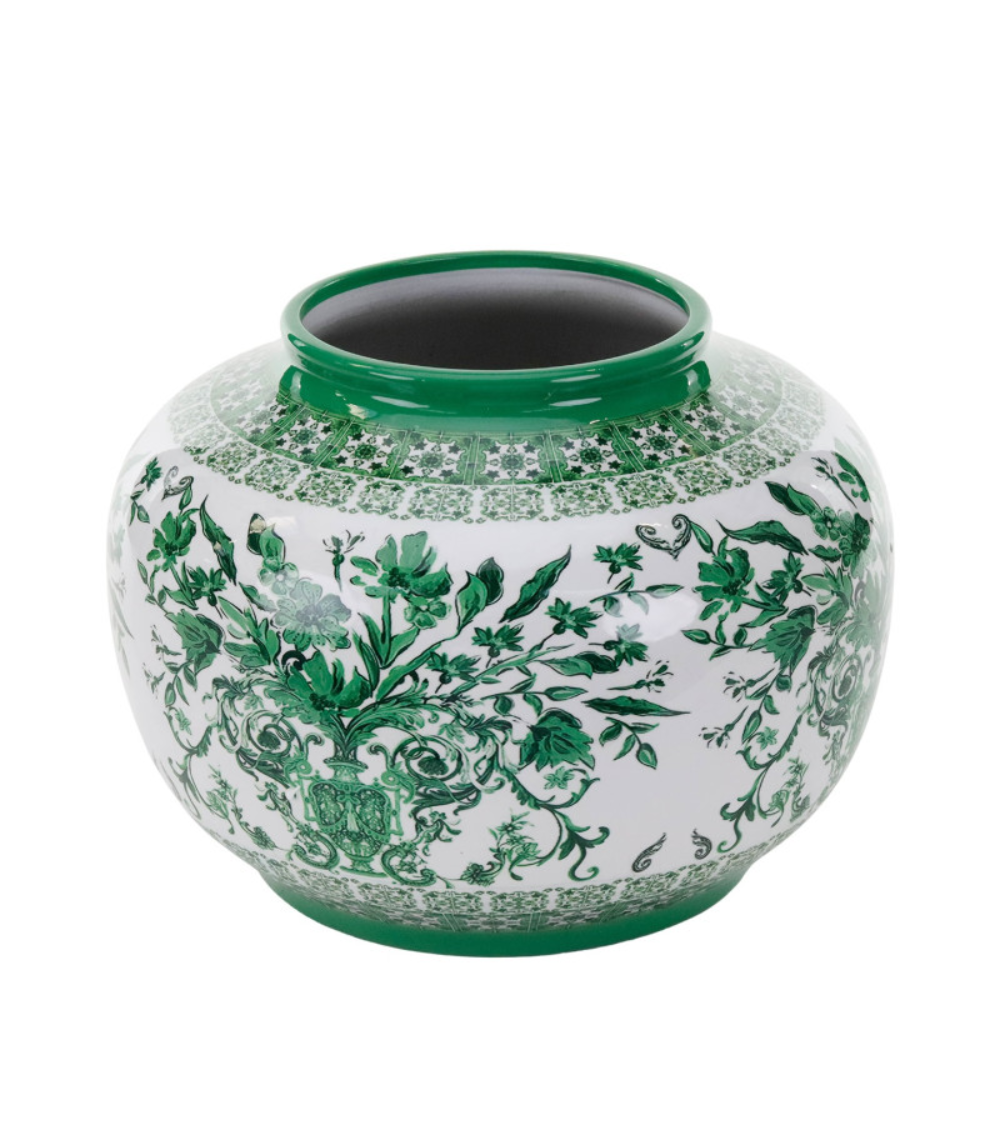 Porzellan Rundvase Grün-Weiß