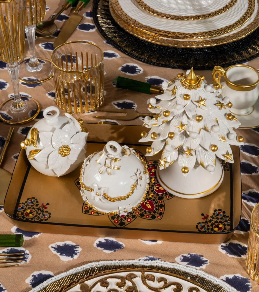 Porzellan Weihnachtsbaum Gold