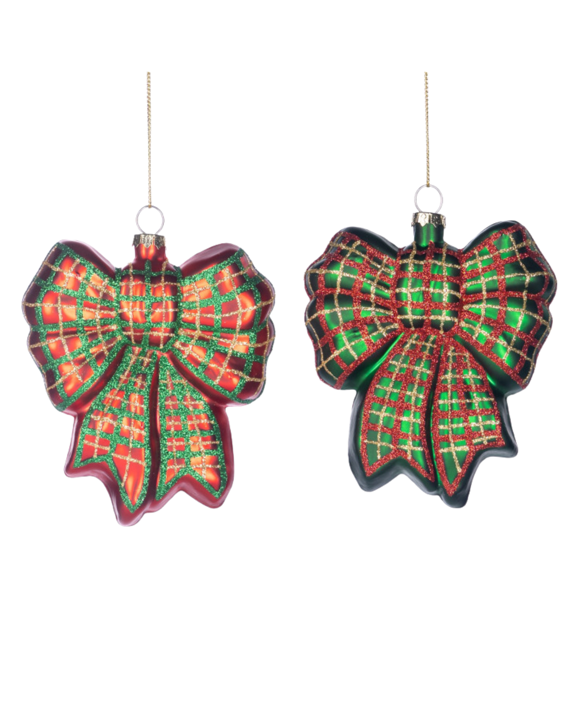 Weihnachtskugel Tartan Schleifen (2er Set)