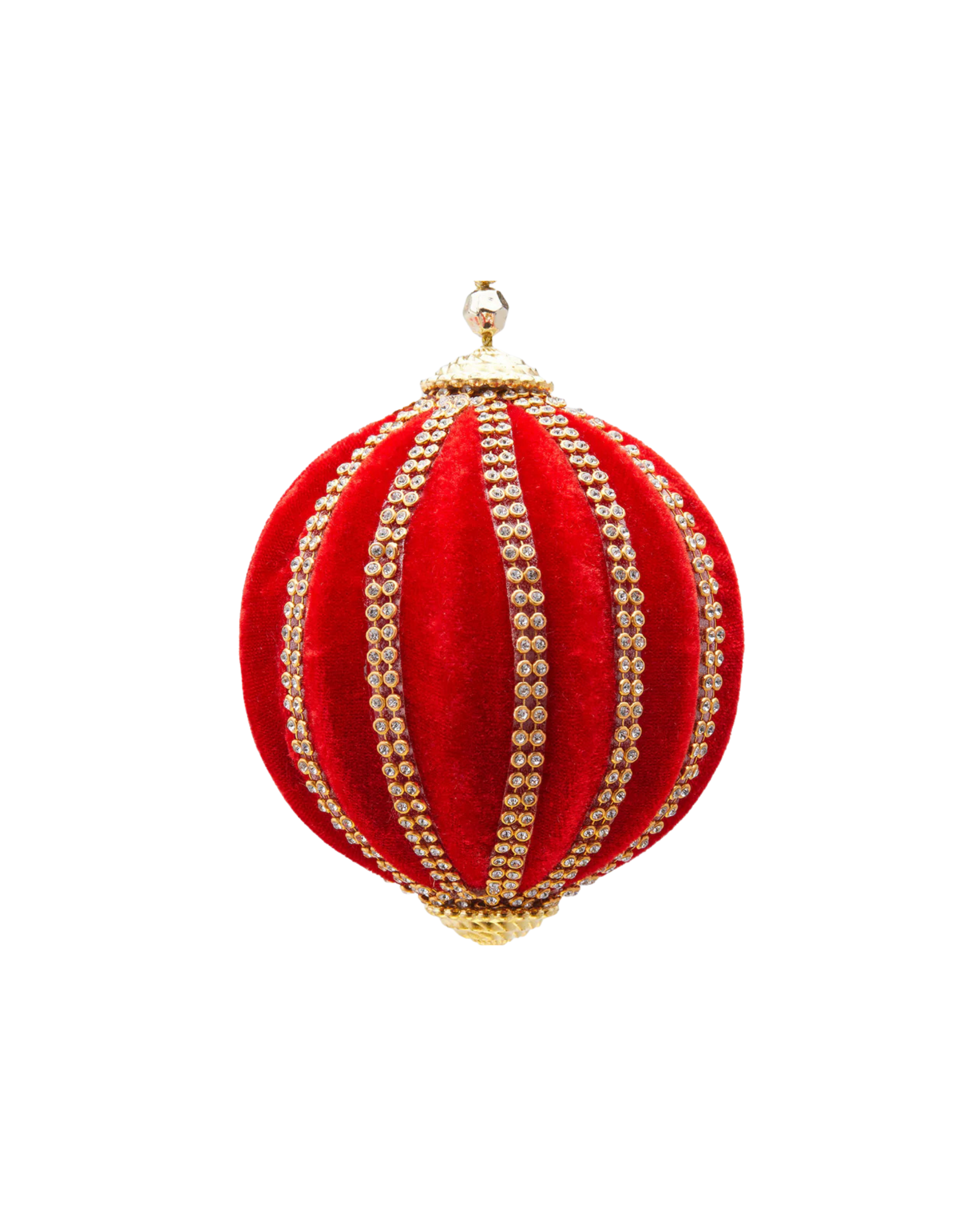 Weihnachtskugel Samt (red/gold)