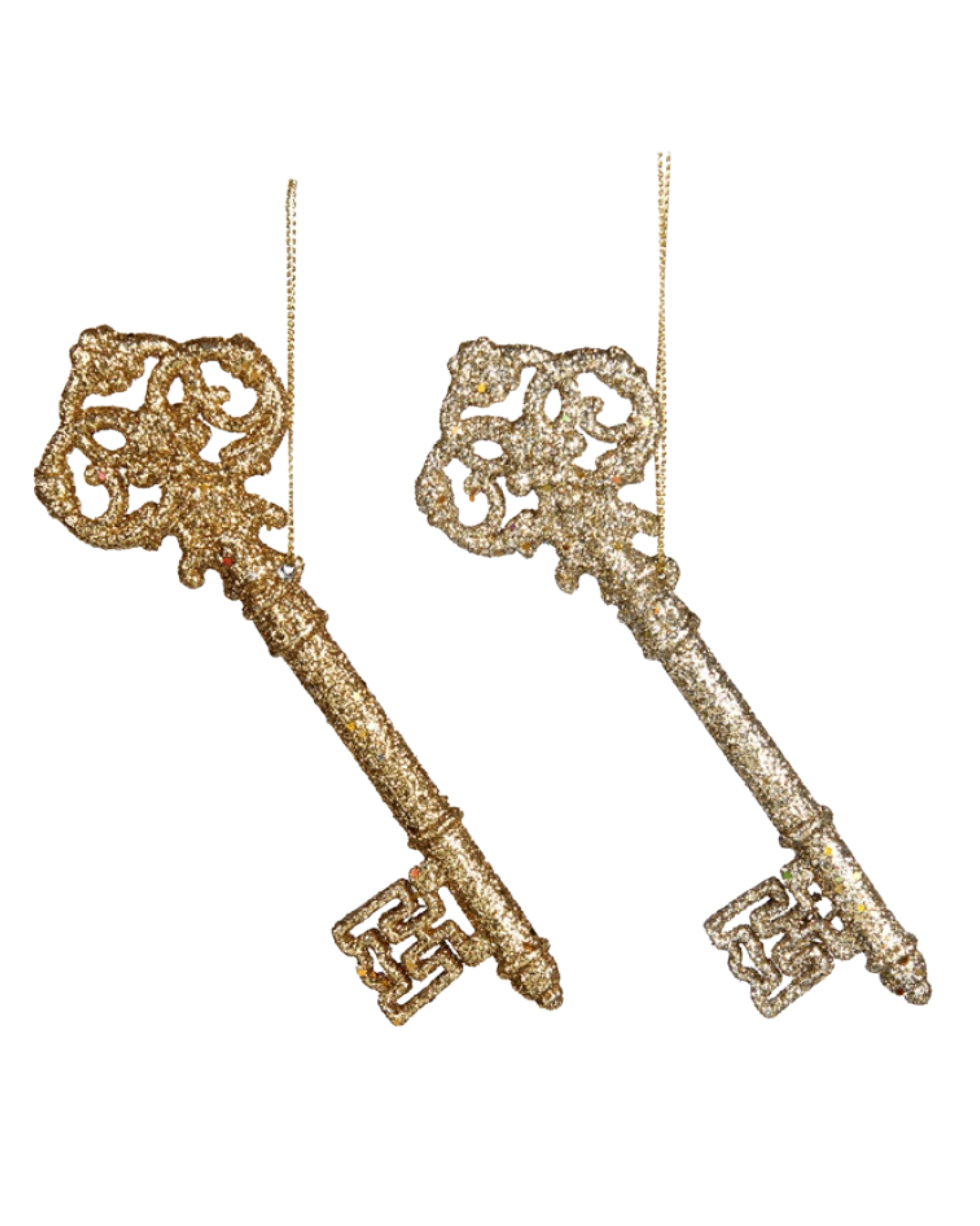 Weihnachtsbaumschmuck Goldener Schlüssel (2er Set)