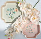 Chinoiserie Tablett Hellblau-Rosa – Ansicht Vogelmotiv