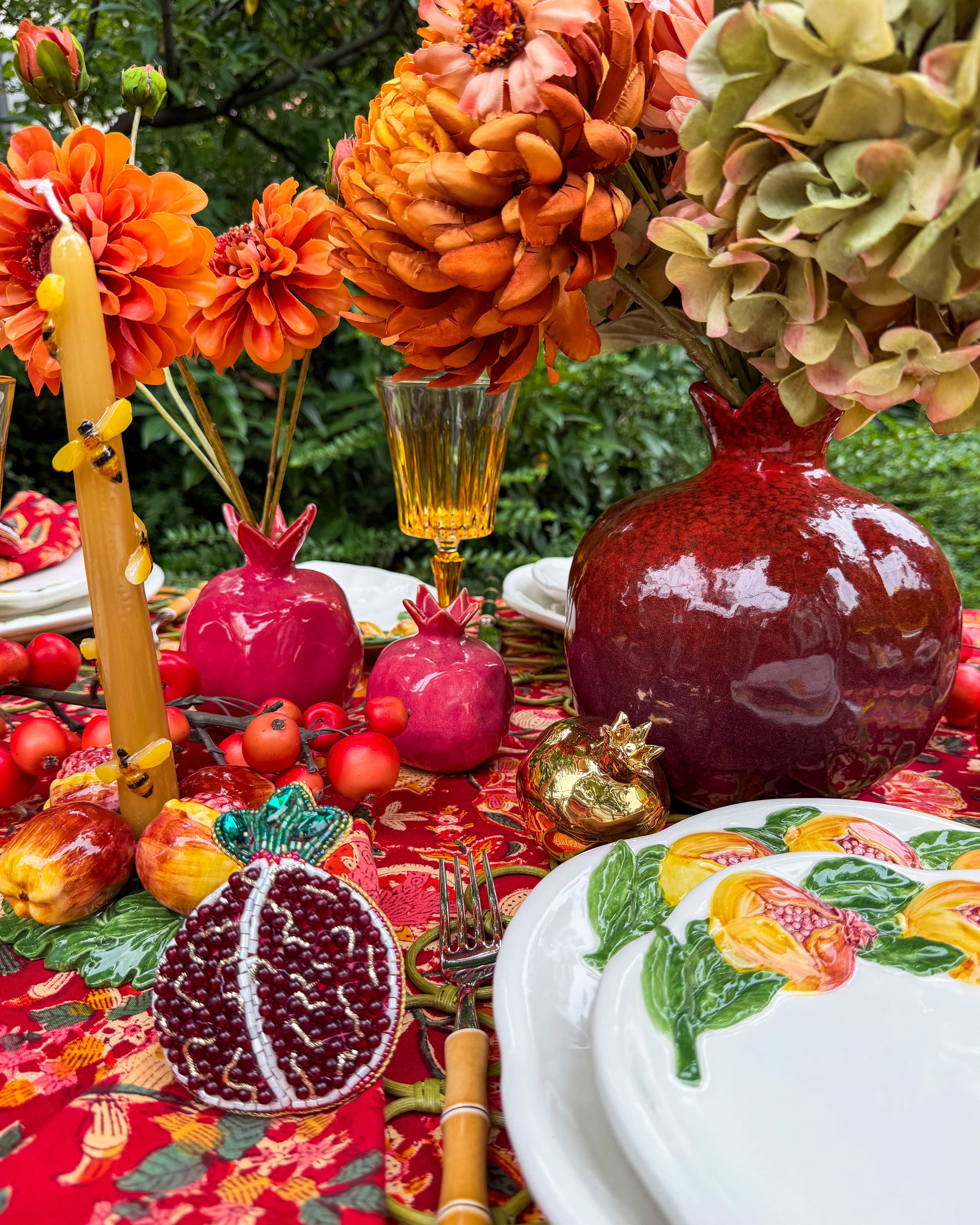 Salatschüssel Granatapfel Handbemalt