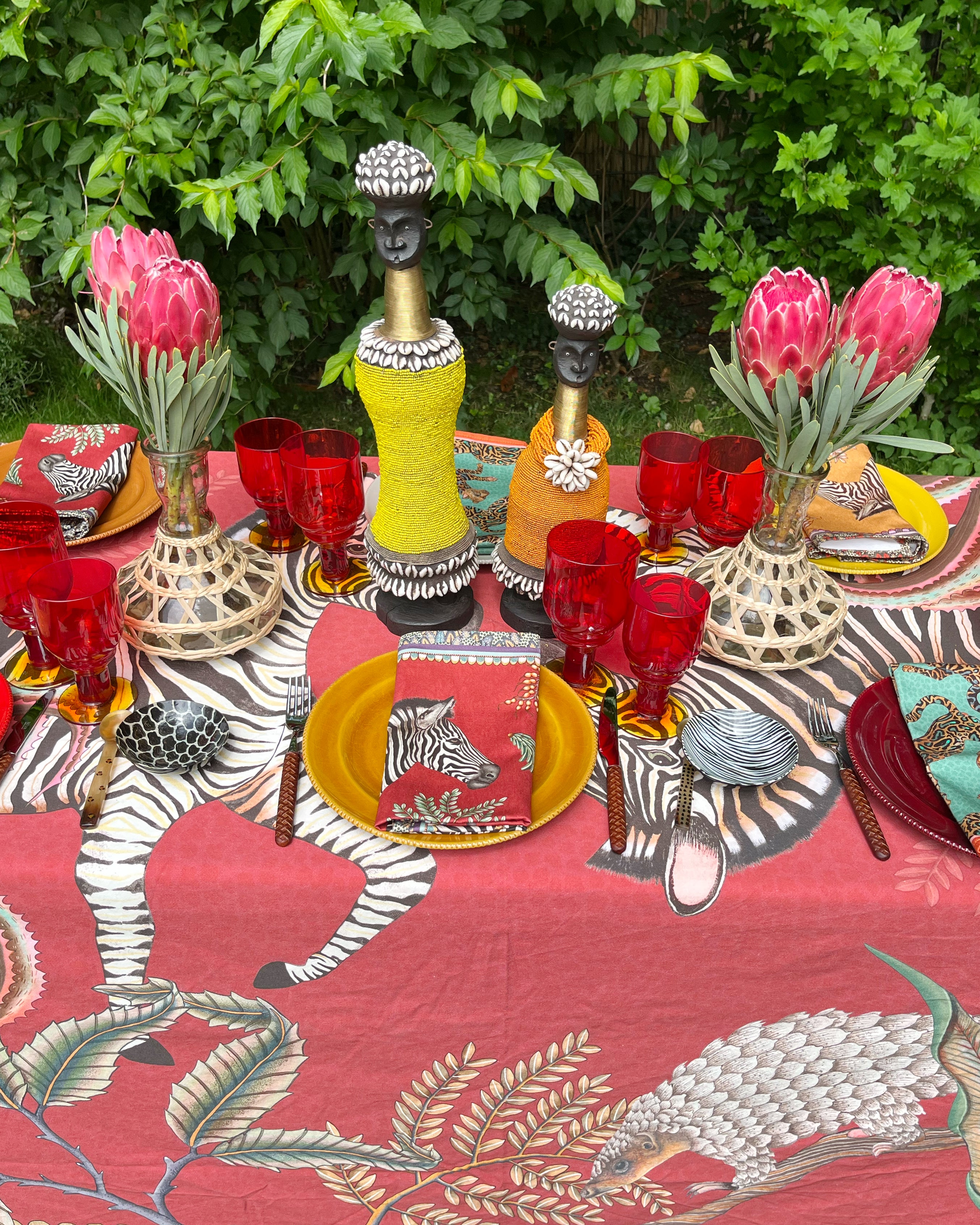 Rattan Flaschenvasen 4er Set