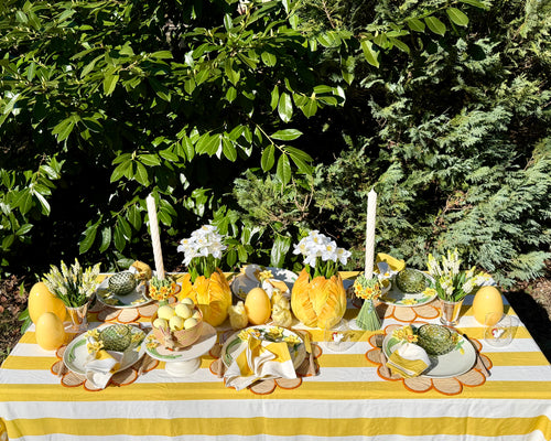 Keramik-Kerzenhalter "Narzissen" Gelb-Weiß – Florale Osterdeko, 2er Set