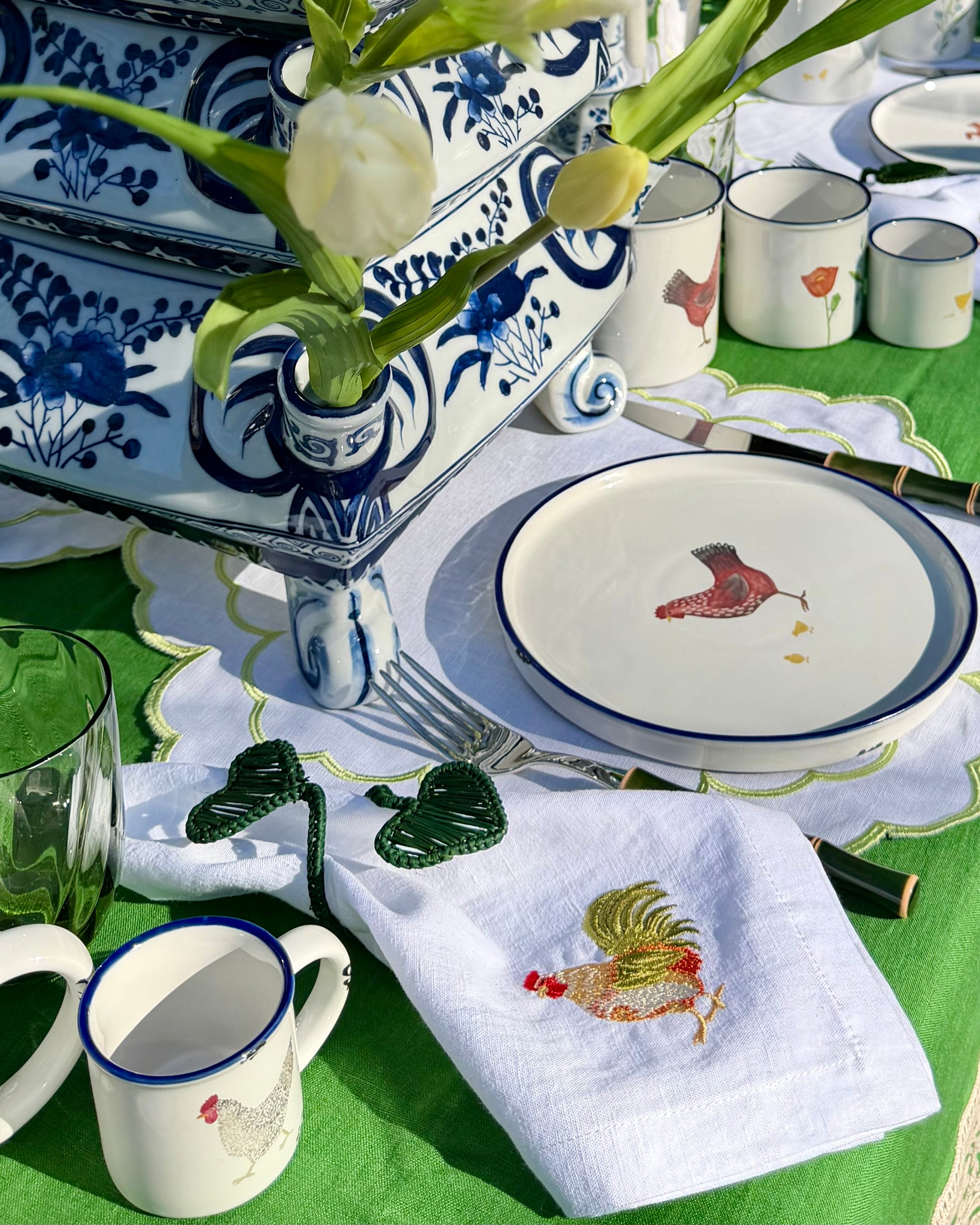 Handgewebter Serviettenring Herz Grün, 4er Set