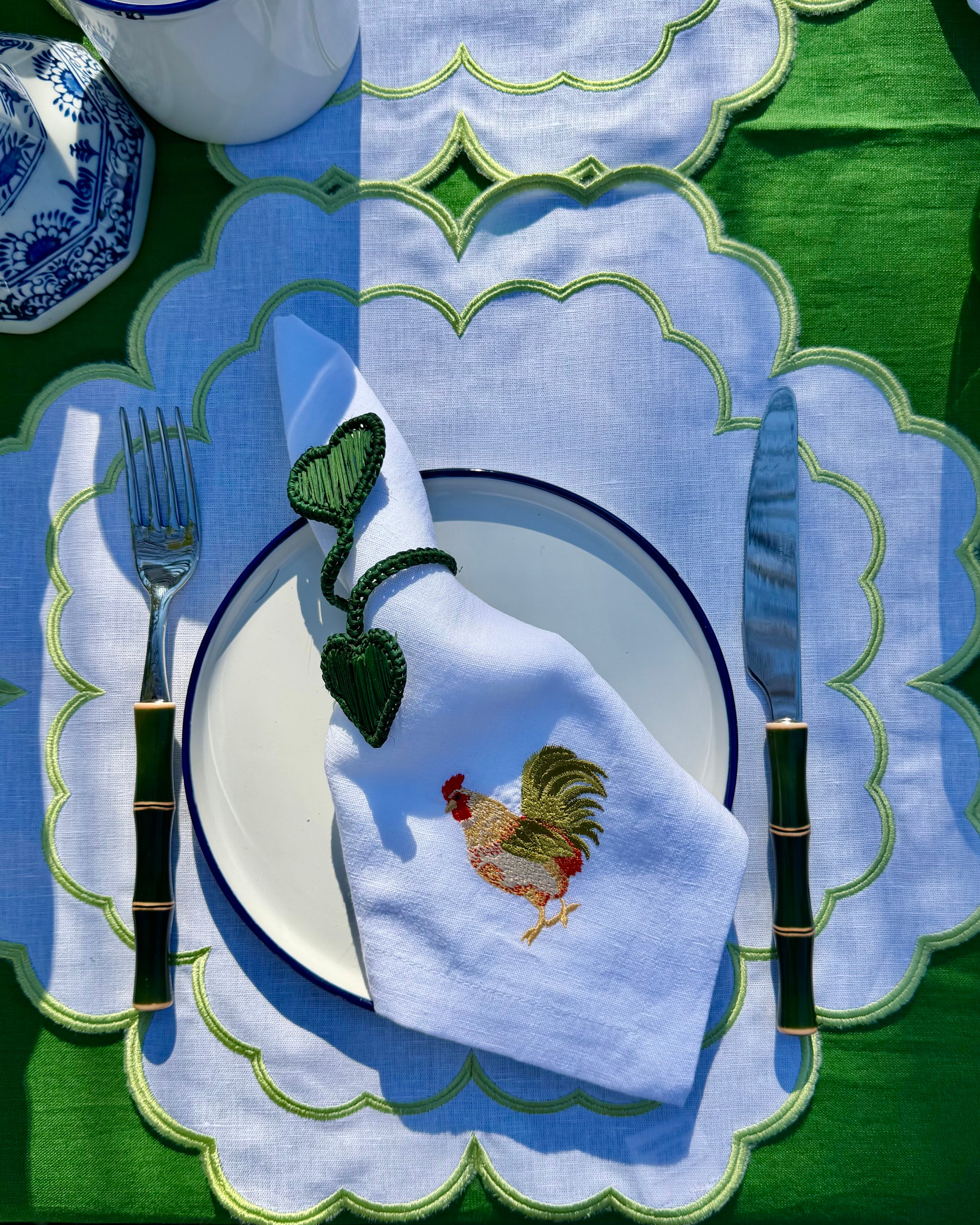 Handgewebter Serviettenring Herz Grün, 4er Set