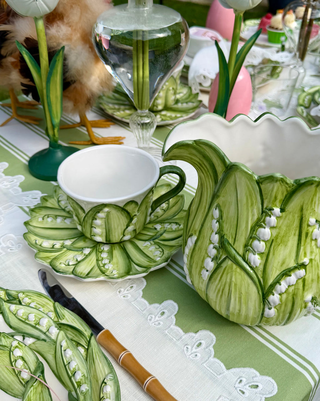 Hand-painted ceramic jug, lily of the valley