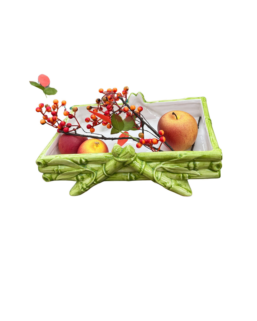 Keramik Bambus Tablett Grün/Weiß