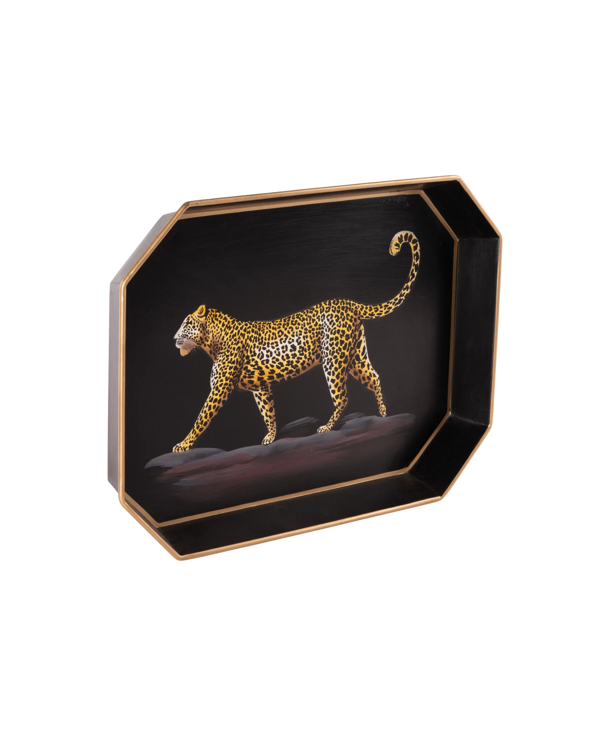 Leopard Iron Tray Handpainted