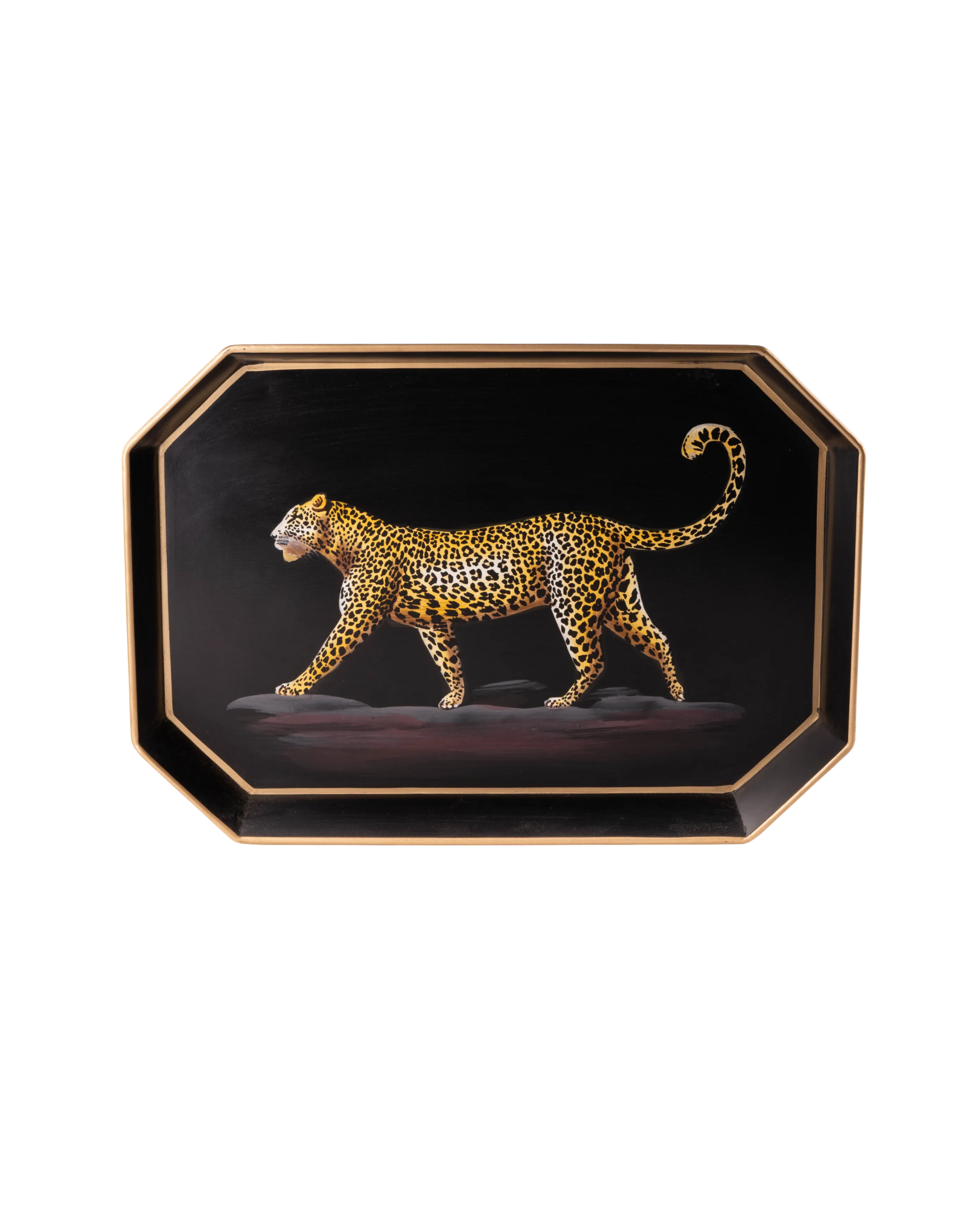 Leopard Iron Tray Handpainted