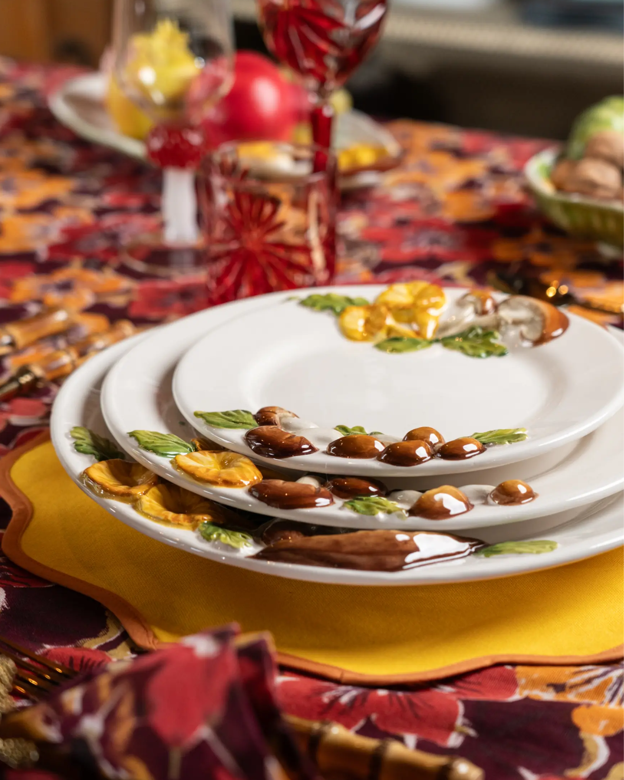 Mushroom Ceramic Dinner Plate (Set of 6)