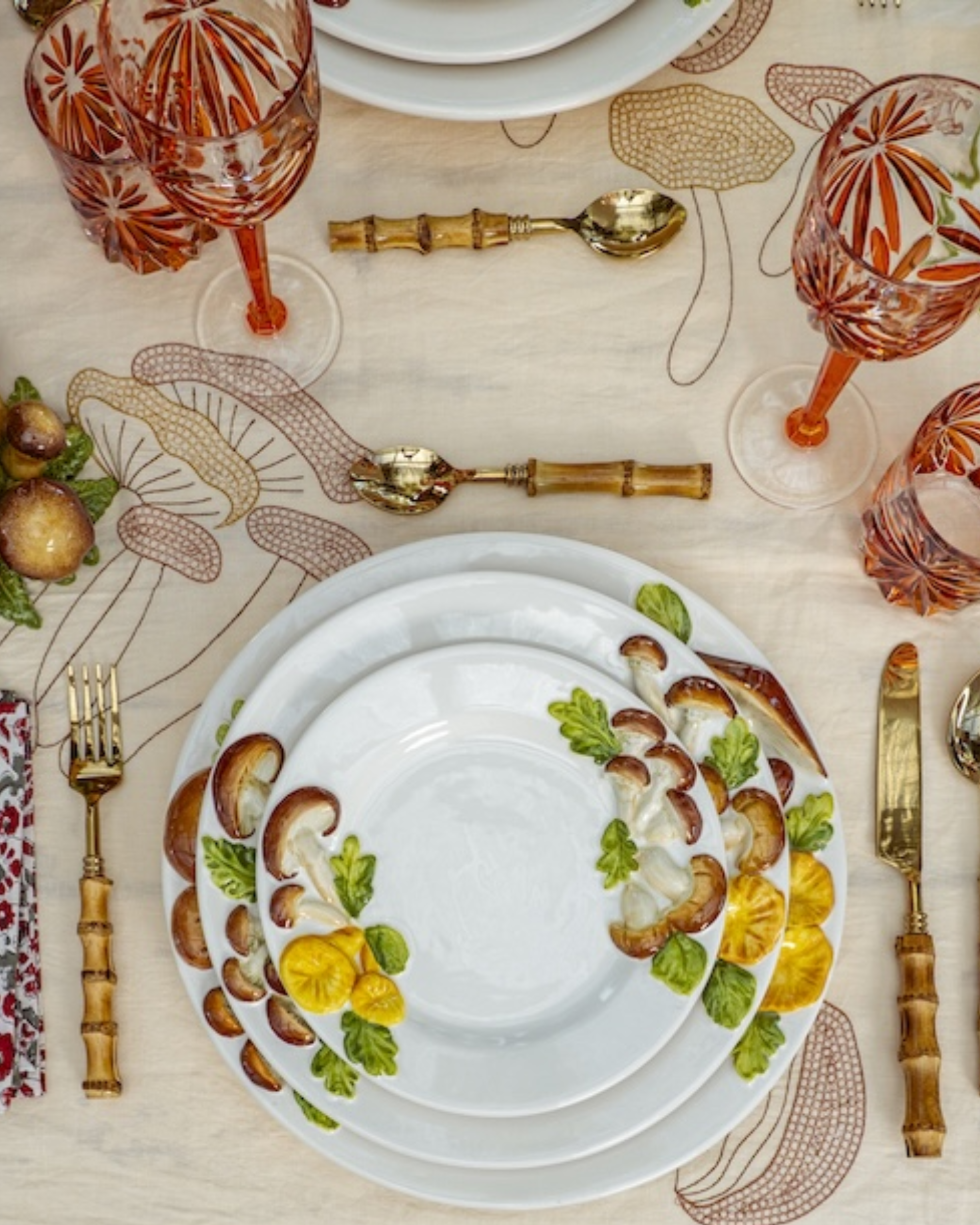 Mushroom Ceramic Dinner Plate (Set of 6)