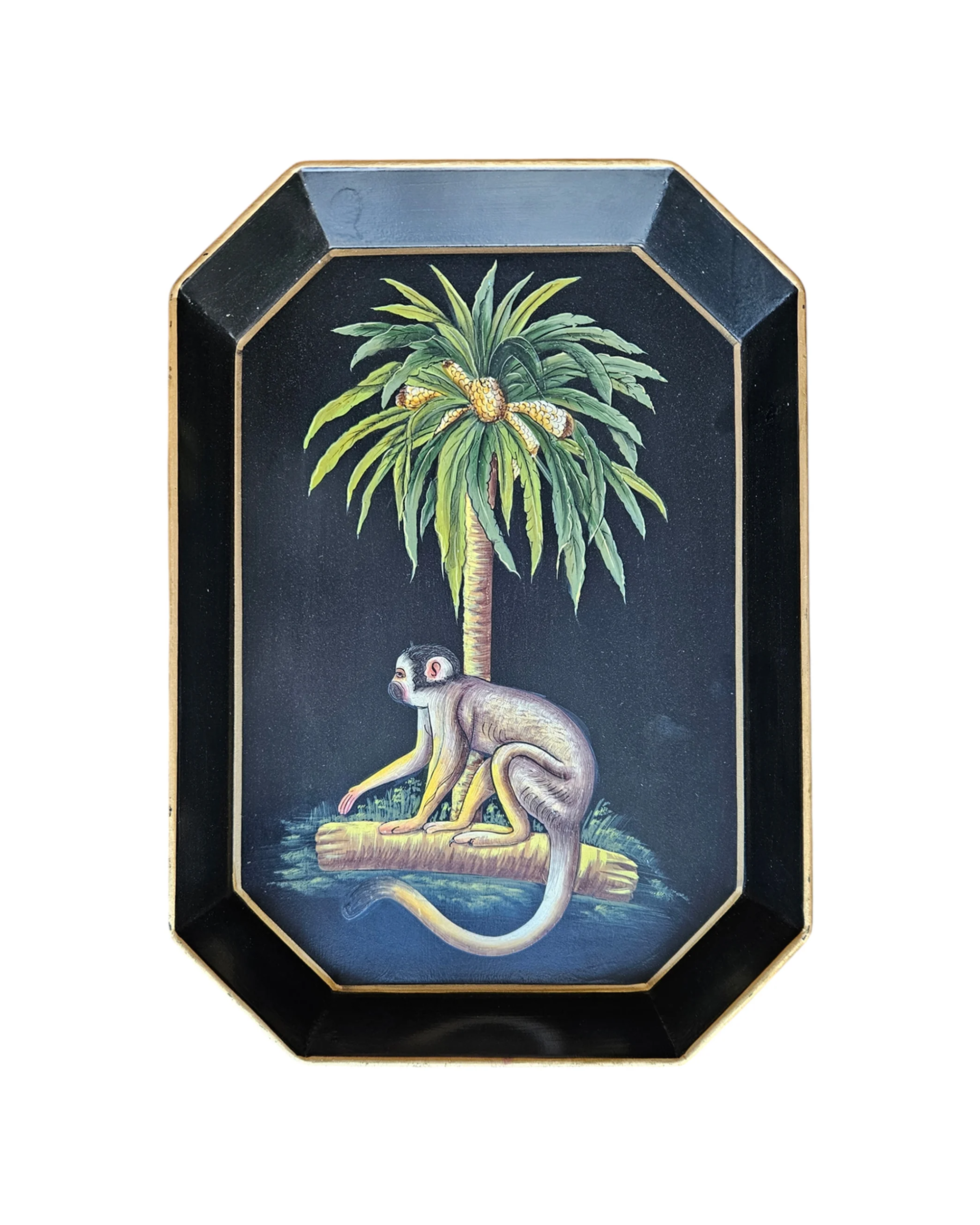 Handbemaltes Eisentablett Affe