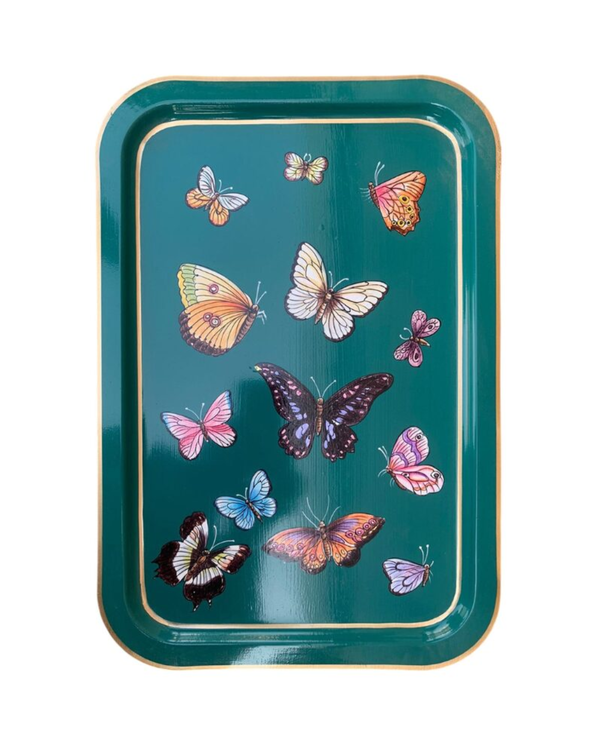 Handbemaltes Eisentablett Schmetterling