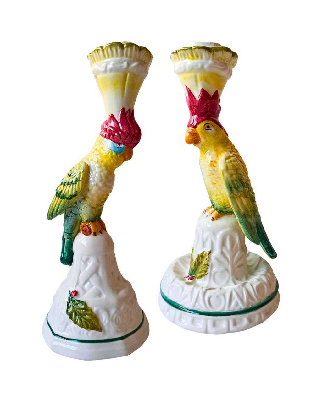 Parrot ceramic candle holder (set of 2)