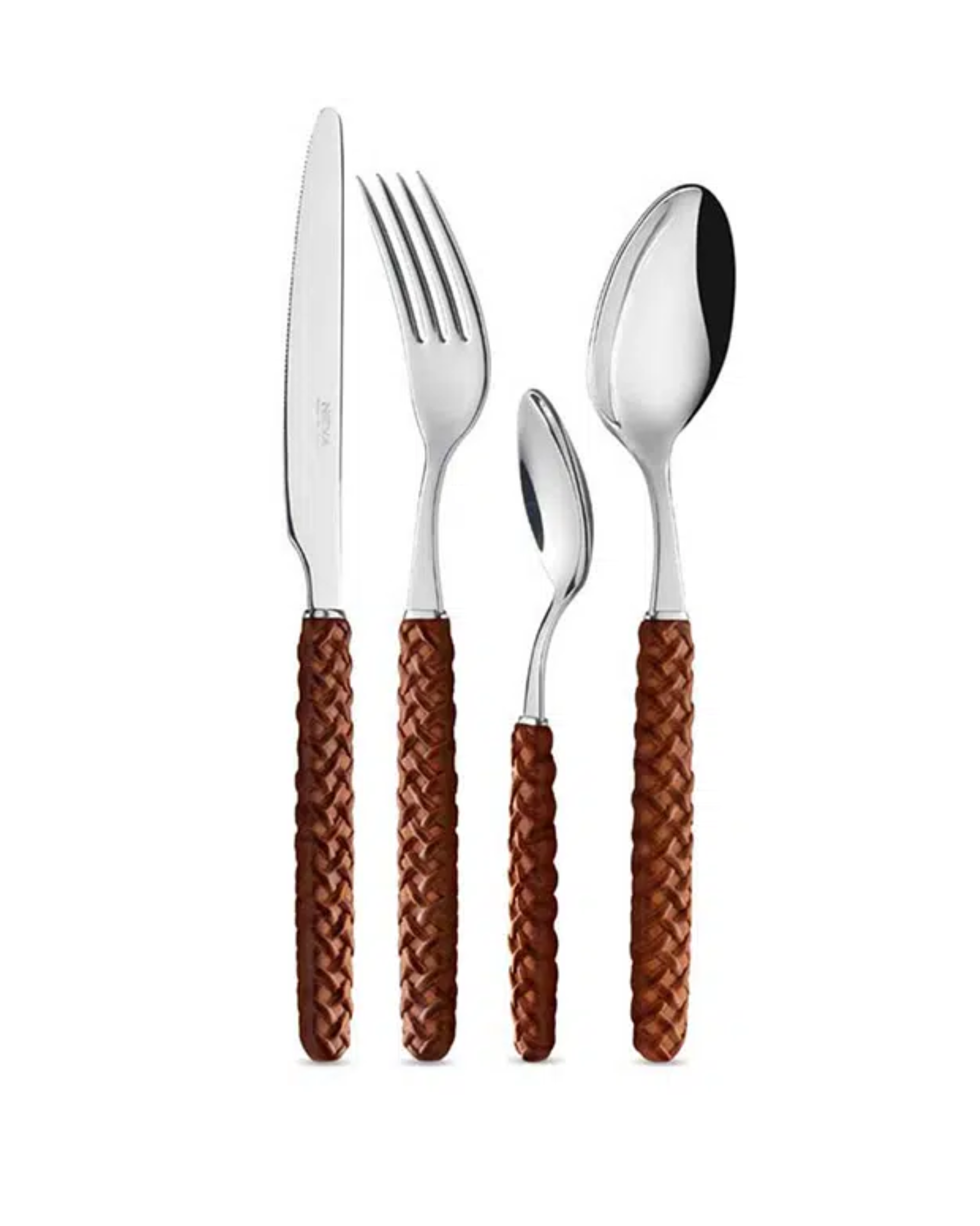 Besteck Set Geflochten Braun - Set of 6  (24-teilig)