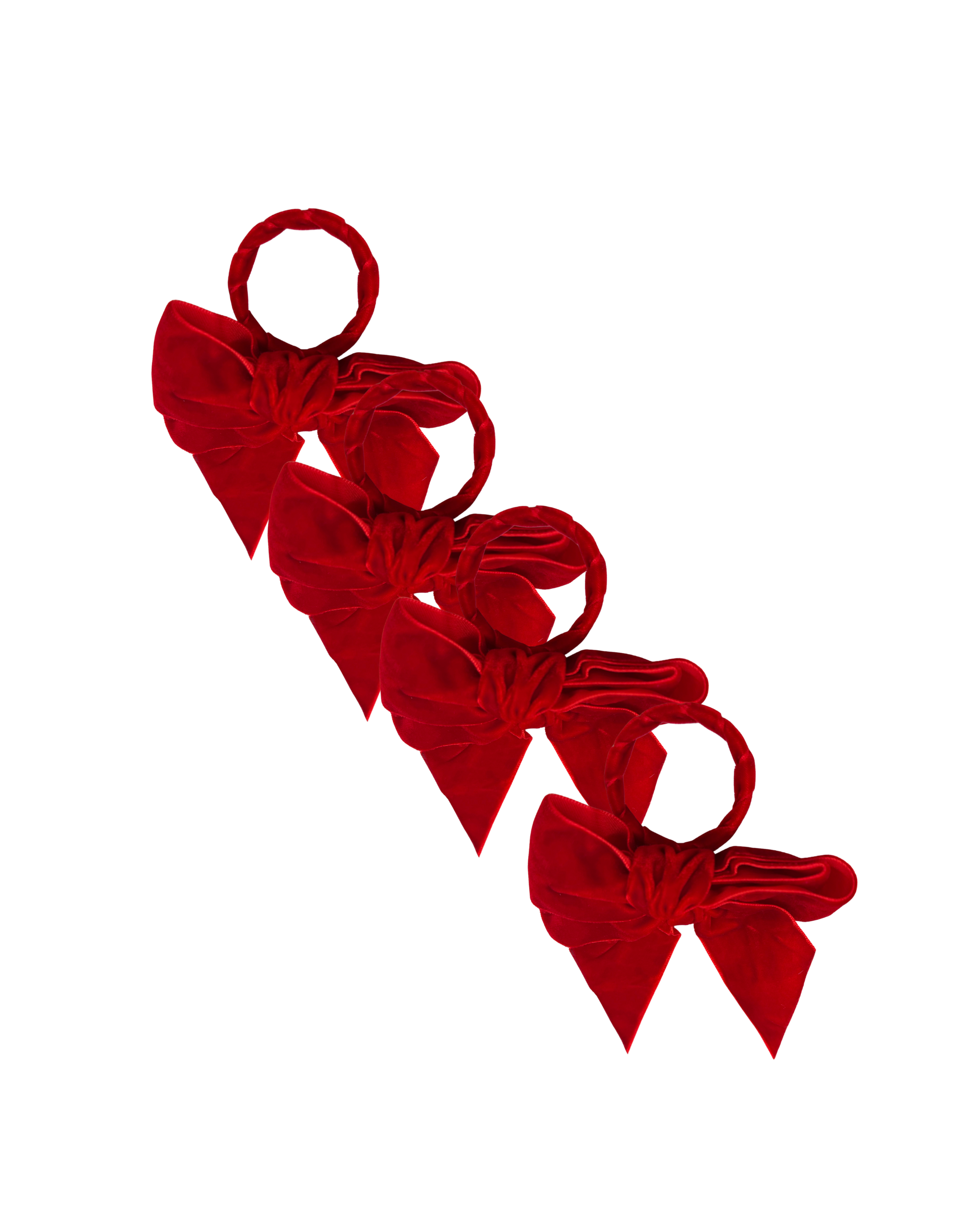 Napkinring Velvet Bow Red- Set of 4