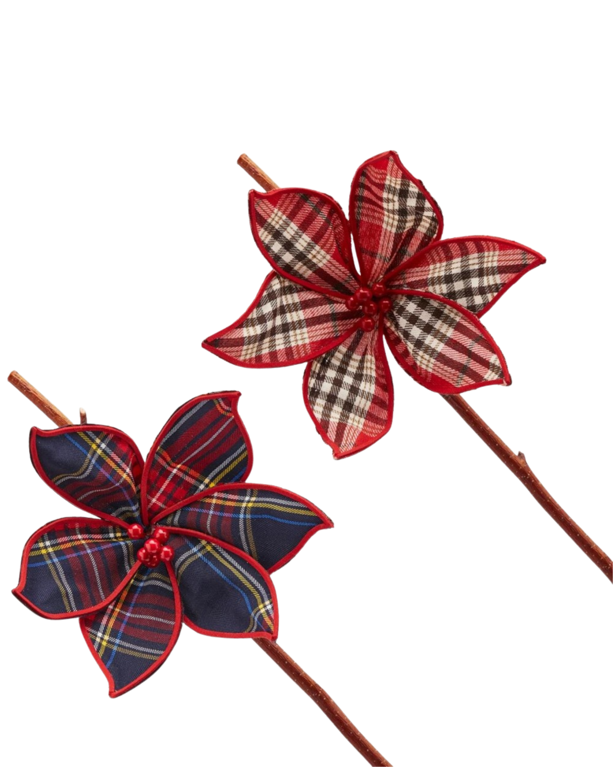Tartan Chistmas Star Clip - Set of 2