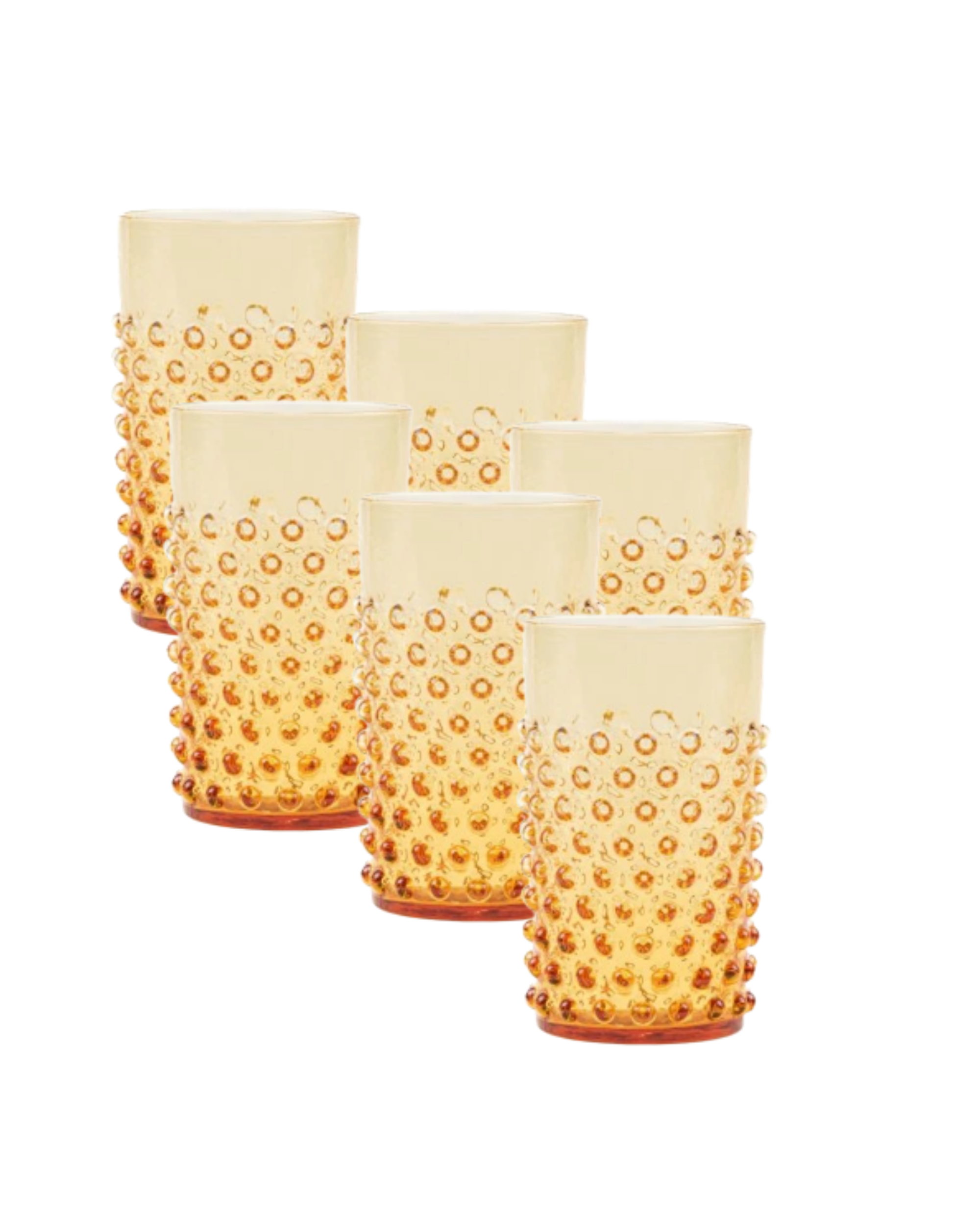Elegante bernsteinfarbene Hobnail-Tumbler (250 ml) für herbstliche Tischdeko, hochwertige Cocktails und ein luxuriöses Table Setting.
