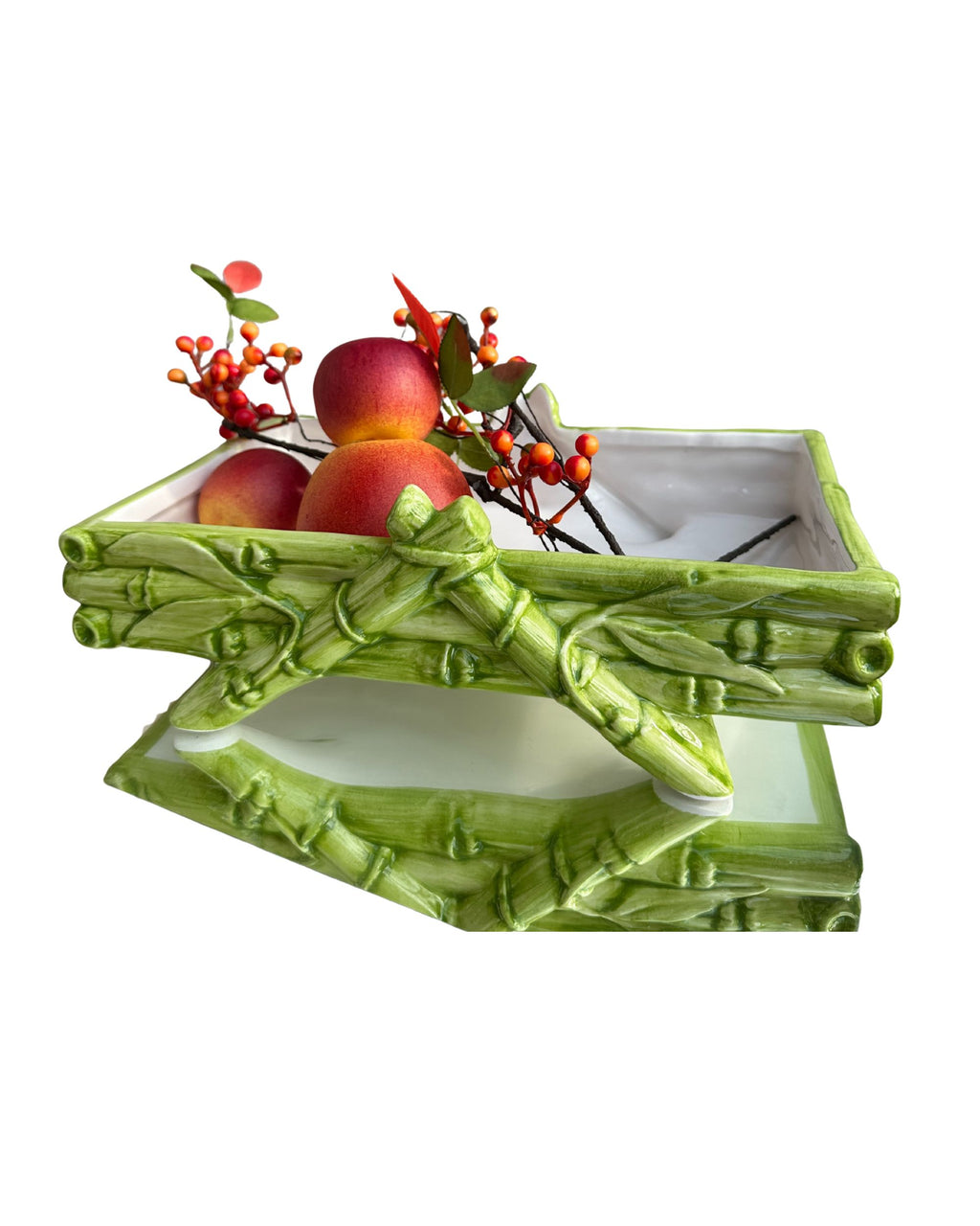 Keramik Bambus Tablett Grün/Weiß