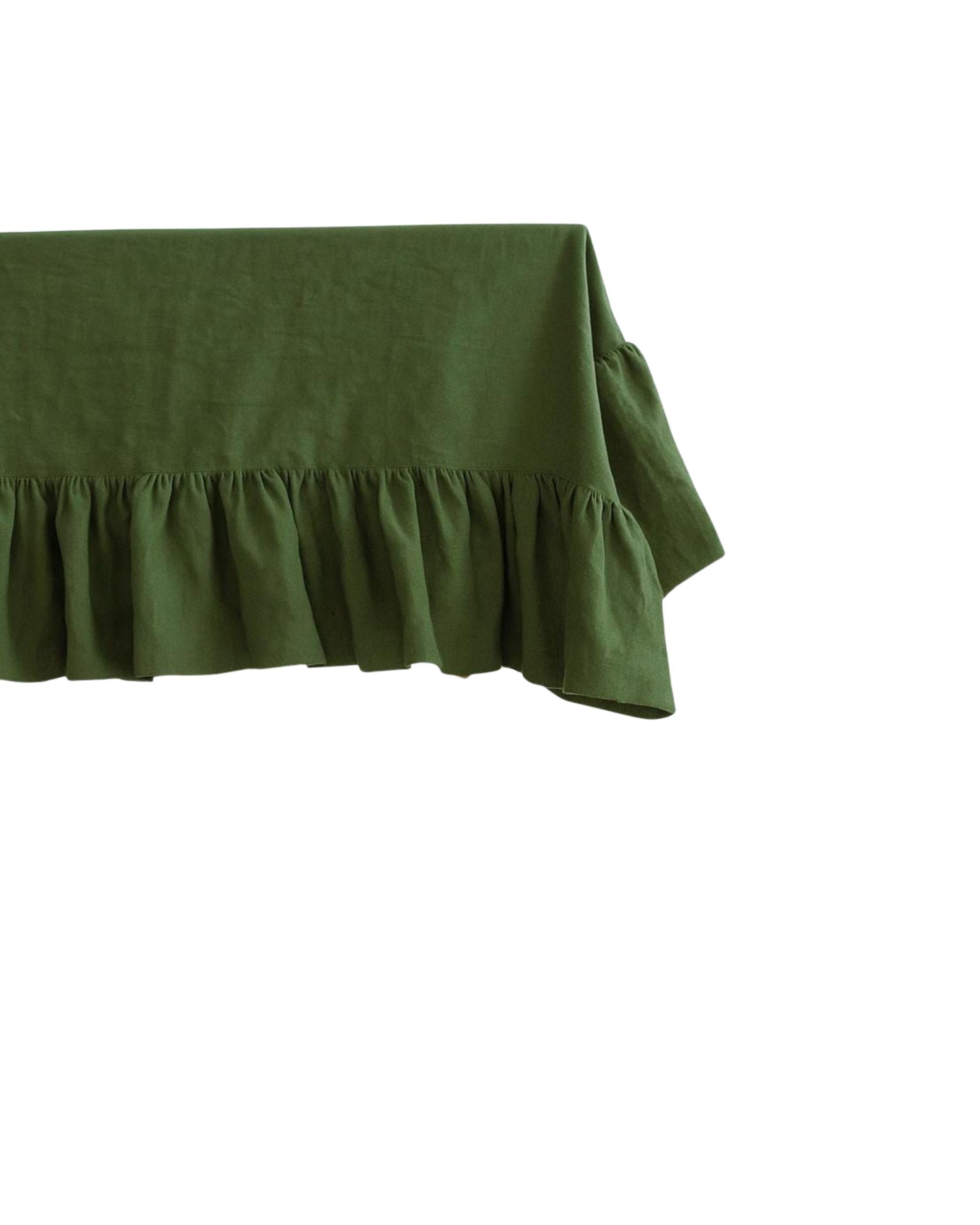 Tischdecke mit Rüschen (Grün)